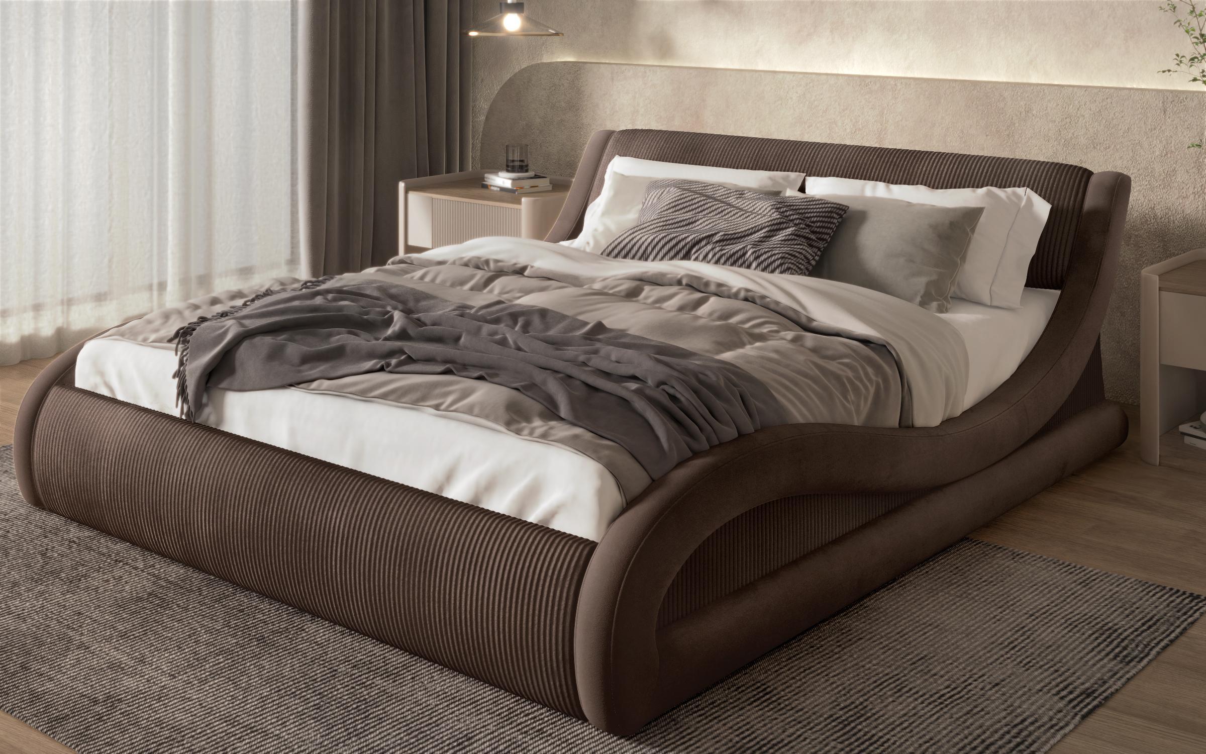 Pat dublu tapitat 160/200 Liviana Delux, maro + maro inchis  3