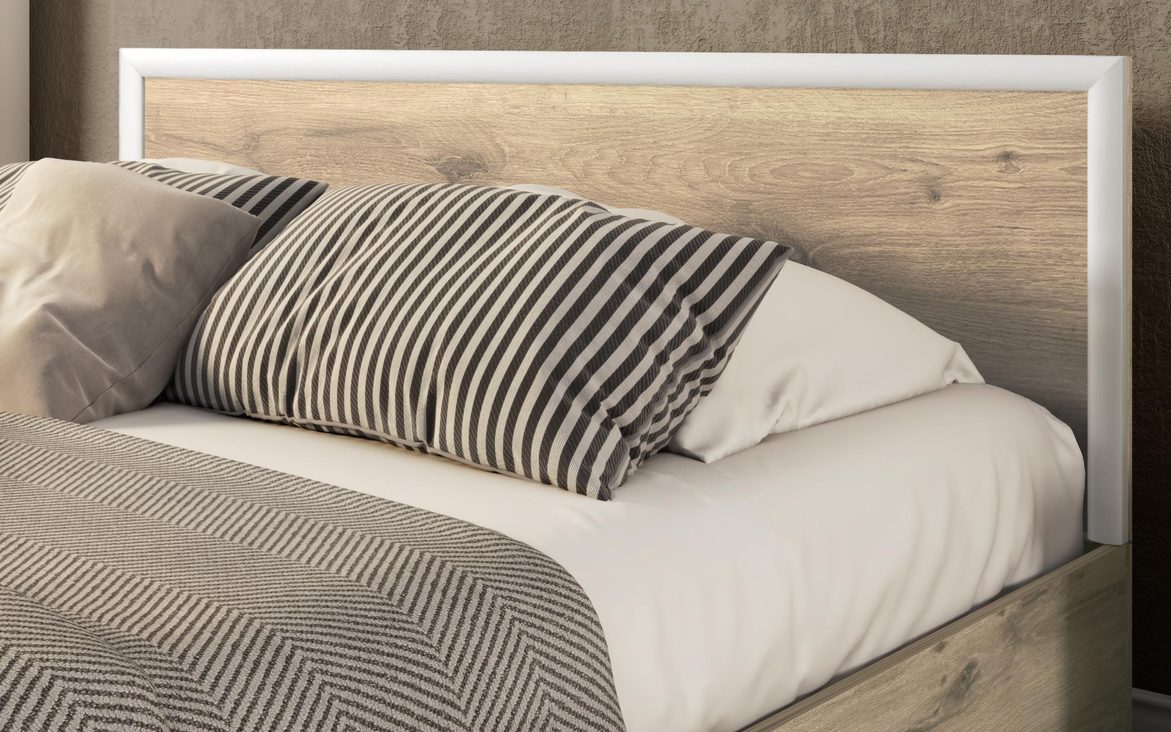 Pat dublu Nadejda + saltea Leo Classic 164/190, stejar scandinav deschis  3
