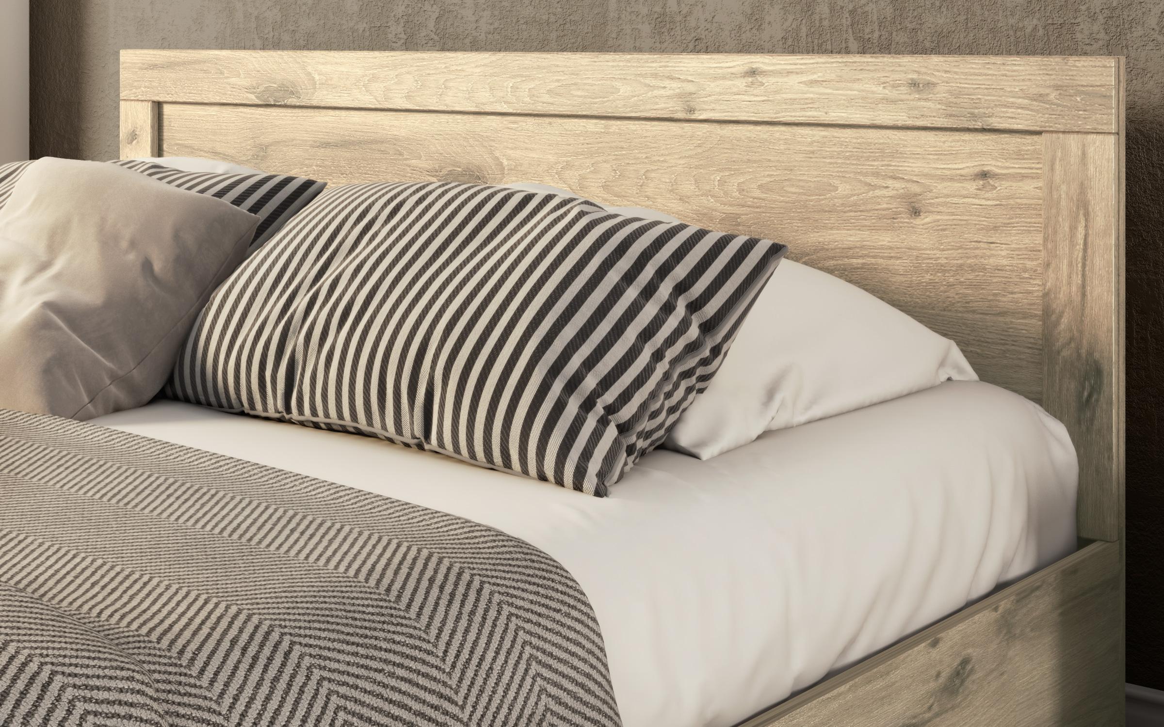 Pat dublu 160/200 Philadelphia + saltea, stejar scandinav deschis  3