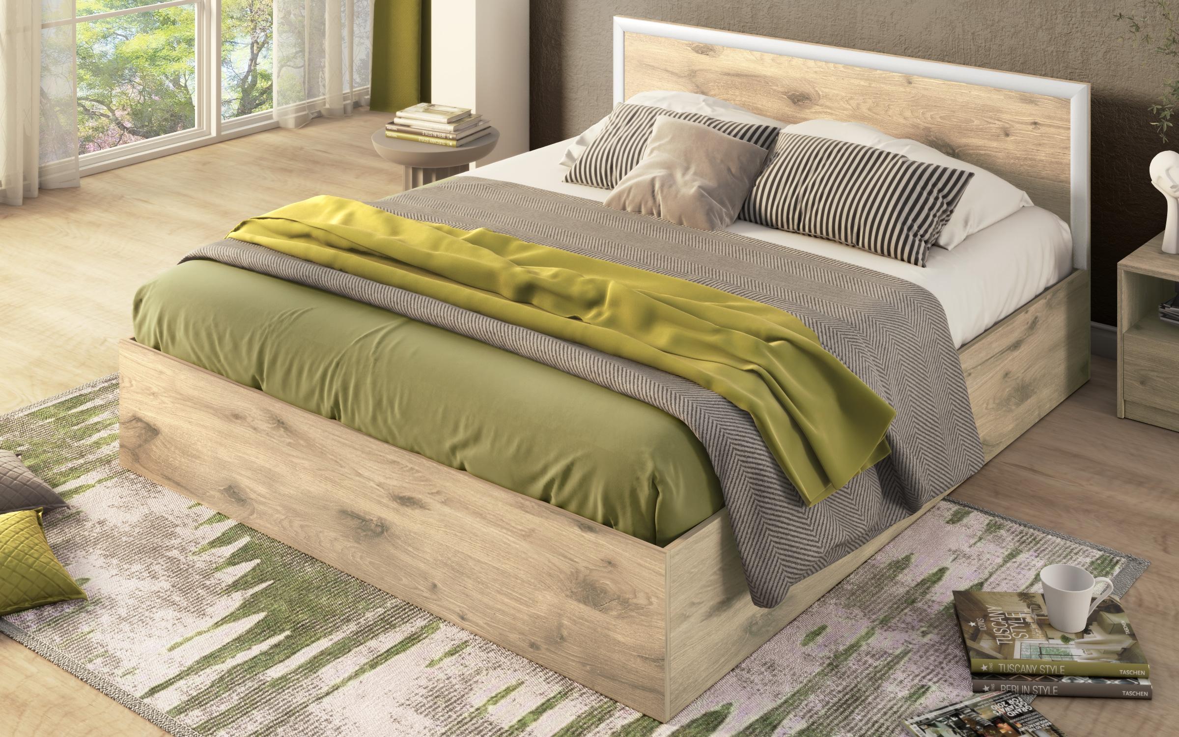 Pat dublu Nadejda + saltea Leo Classic 164/190, stejar scandinav deschis  4