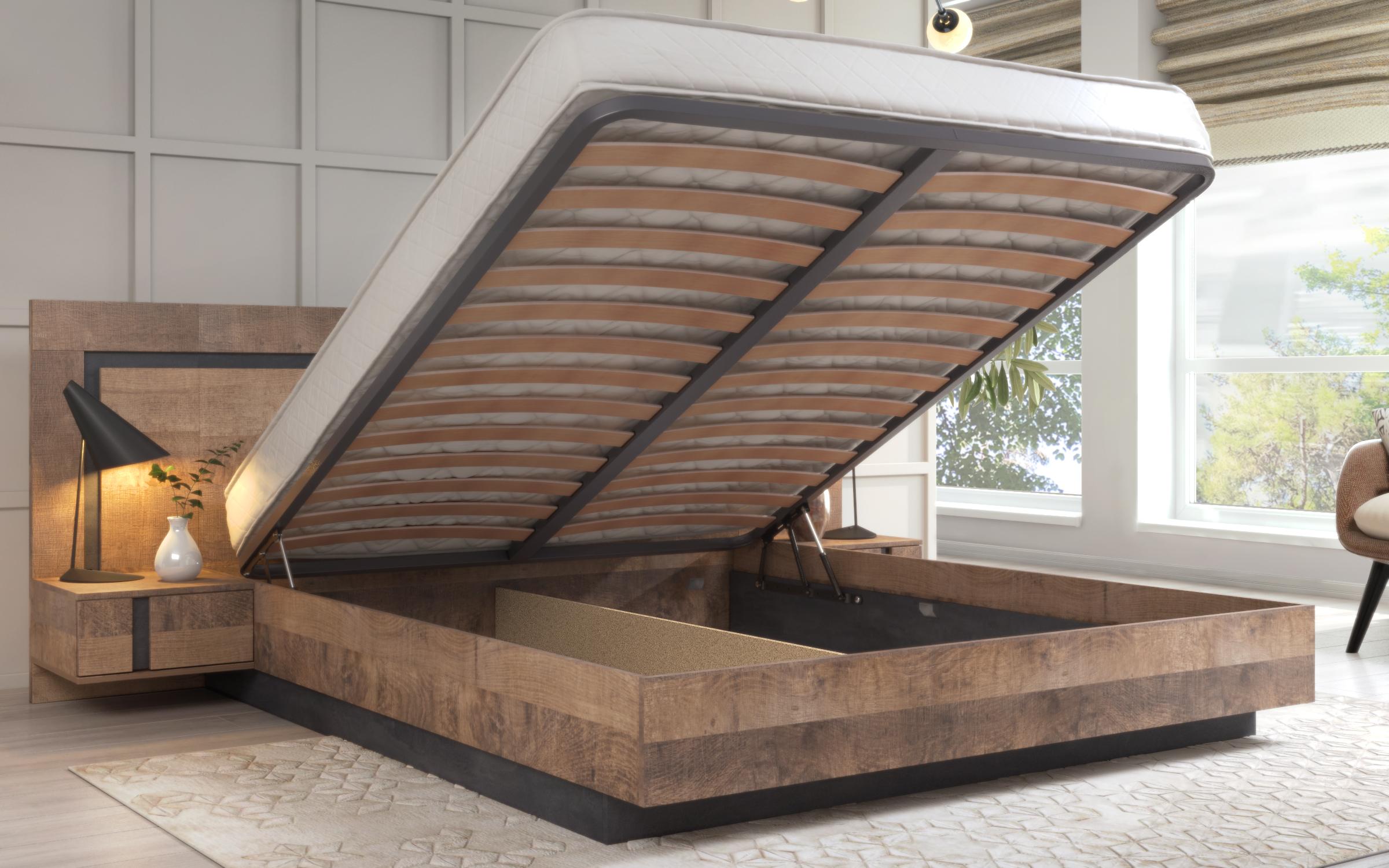 Set Pat dublu Omonia + somiera  Basic + Saltea Neo Dream + mecanism, stejar colonial + Magma  2