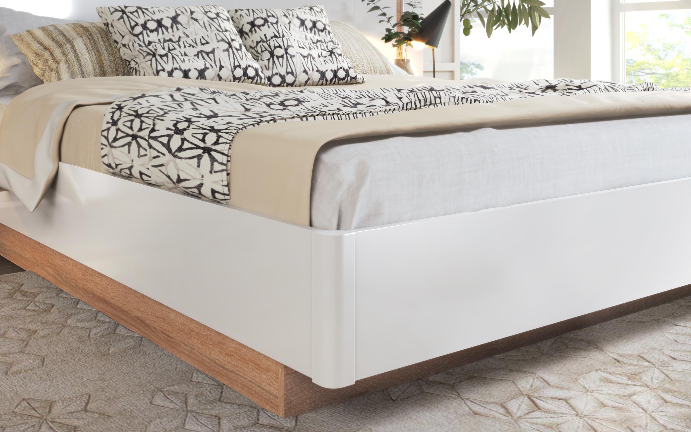 Pat dublu Omonia Evo pentru saltea 160/200, alb lucios + stejar sonoma  2
