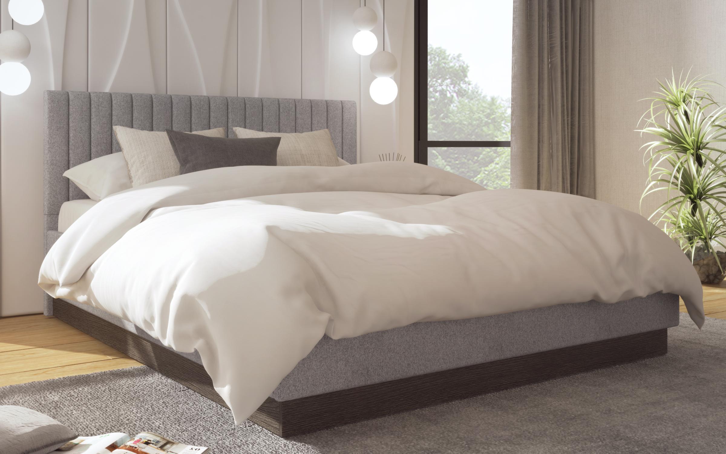 Pat dublu tapitat 160/200 Novela, stejar antracit + gri deschis  1