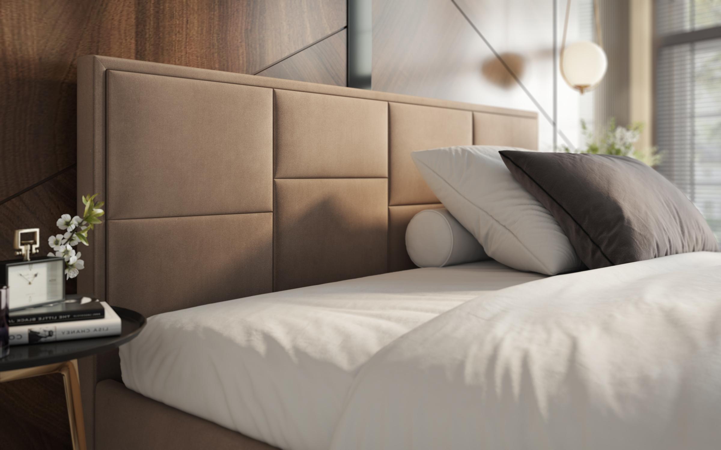 Pat dublu tapitat 180/200 Delanta, maro deschis  5