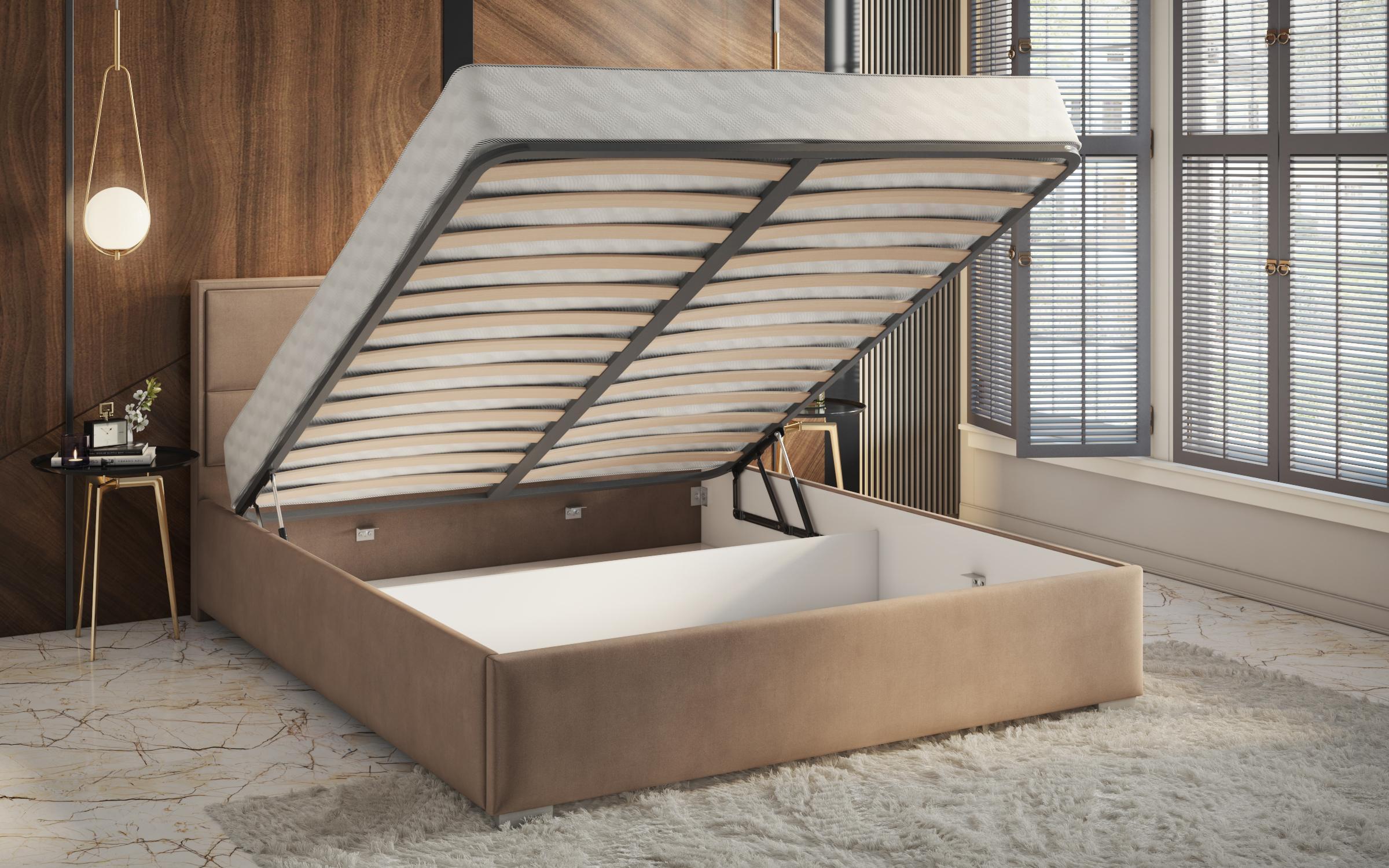 Pat dublu tapitat 180/200 Delanta, maro deschis  3