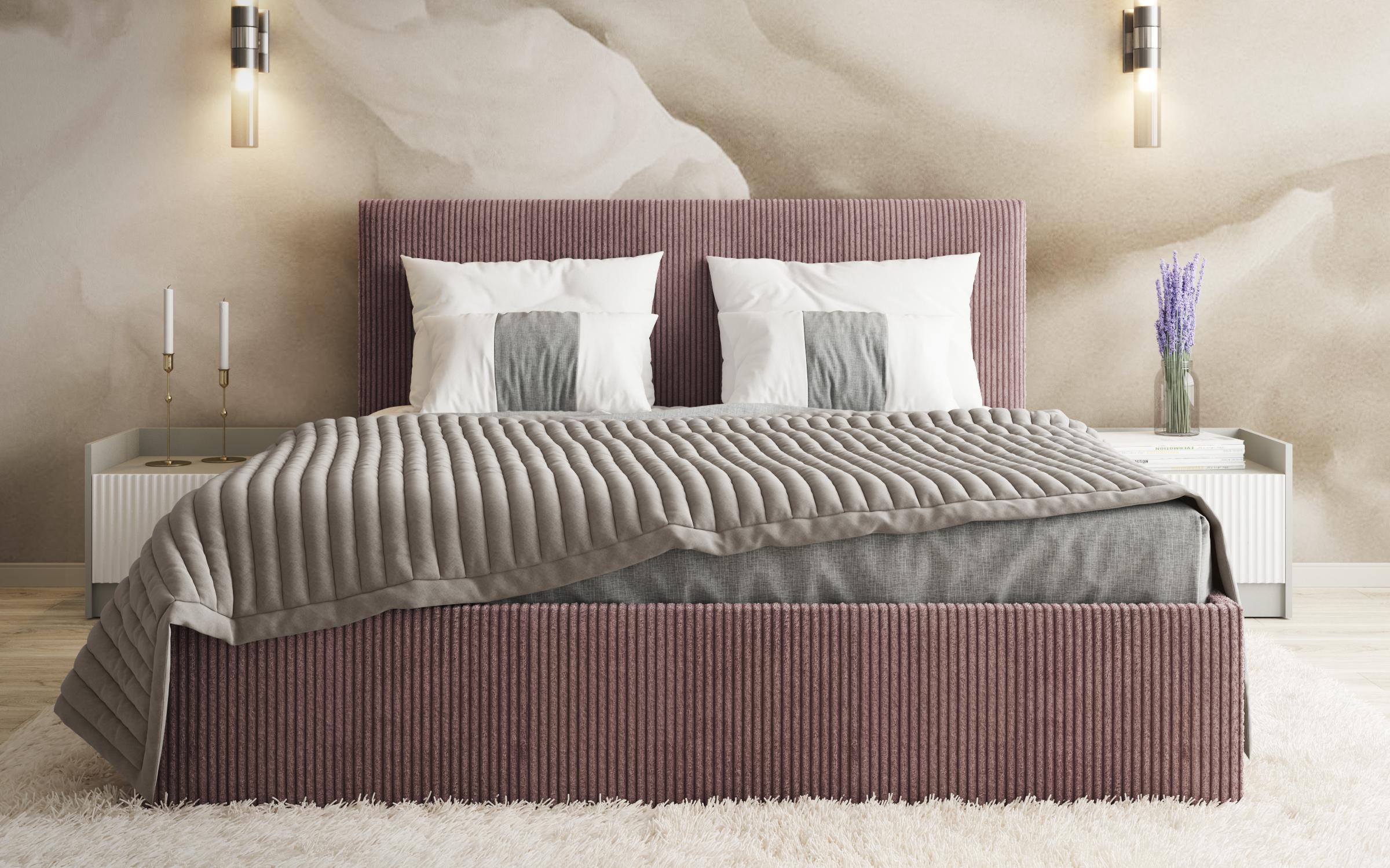 Pat dublu tapitat 160/200 Elit, cenusa de trandafiri  3