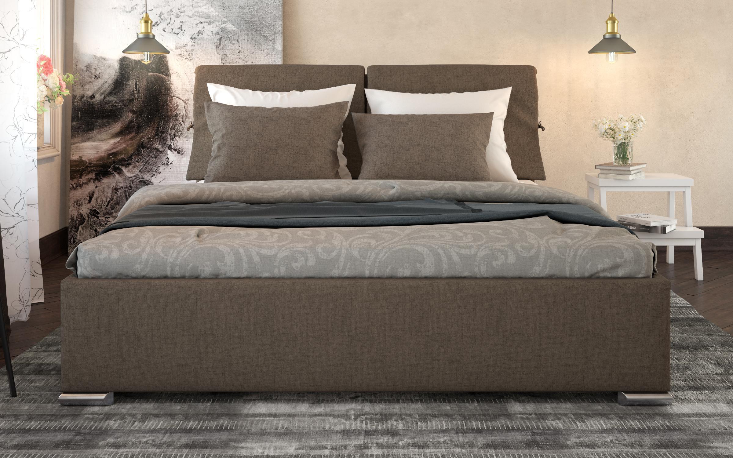 Pat dublu tapitat 160/200 Fiera, maro  3