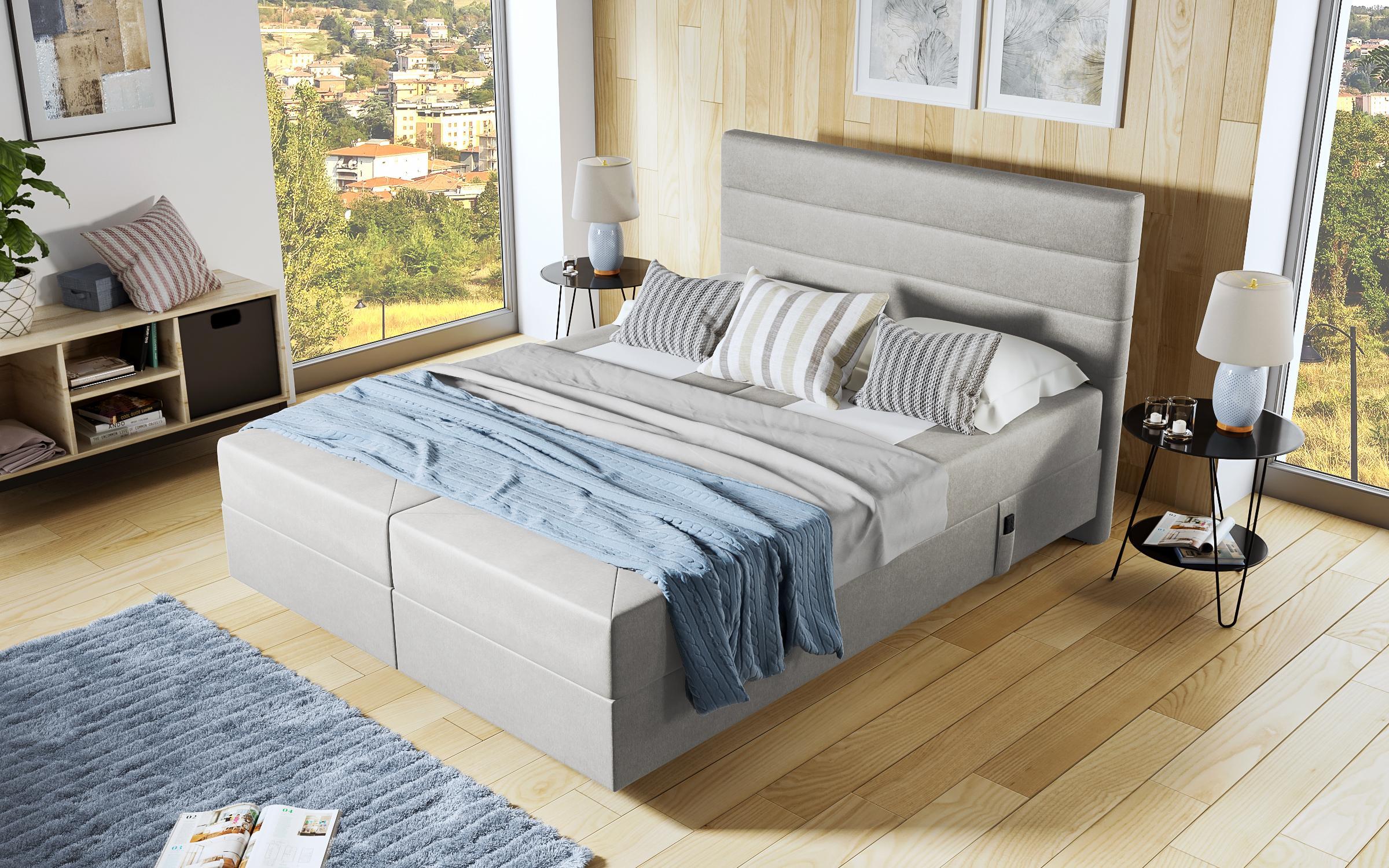 Pat dublu Carmela Boxspring, gri deschis  6