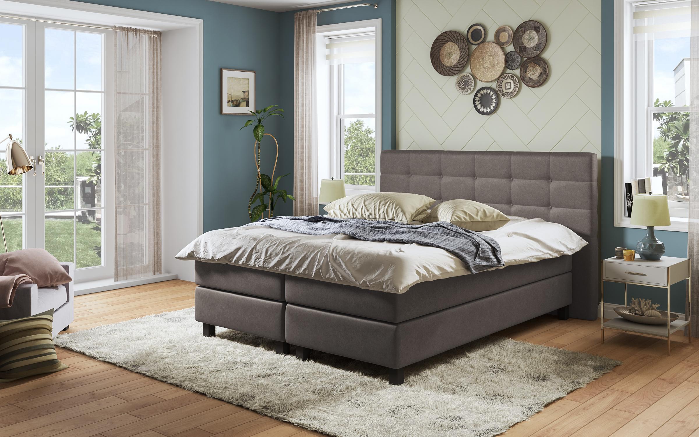 Pat dublu Maskoni Boxspring, gri  1
