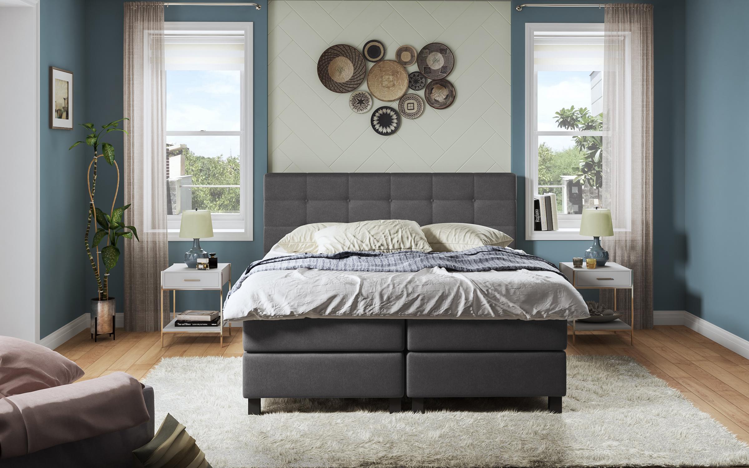 Pat dublu Maskoni Boxspring, antracit  2