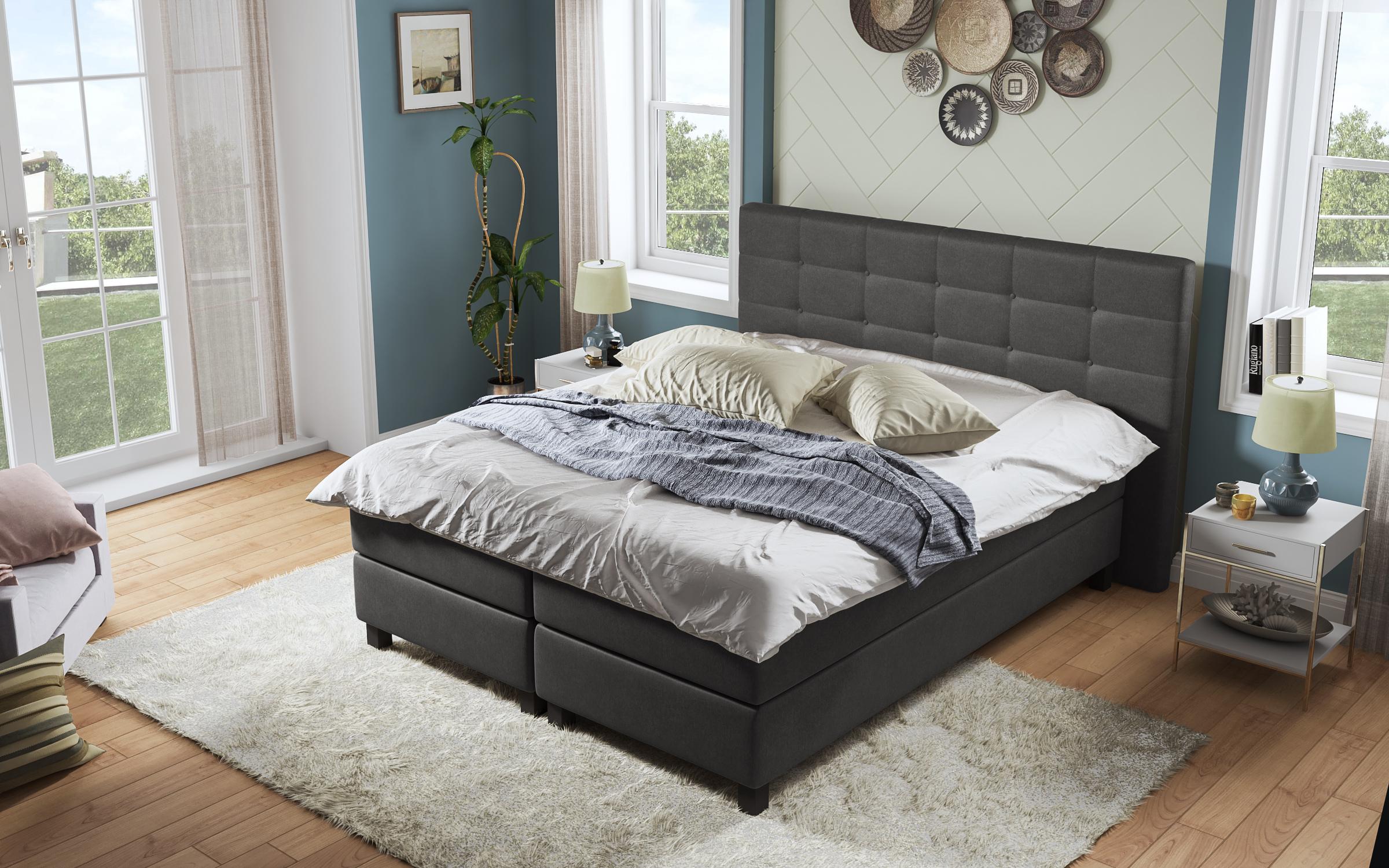 Pat dublu Maskoni Boxspring, antracit  3