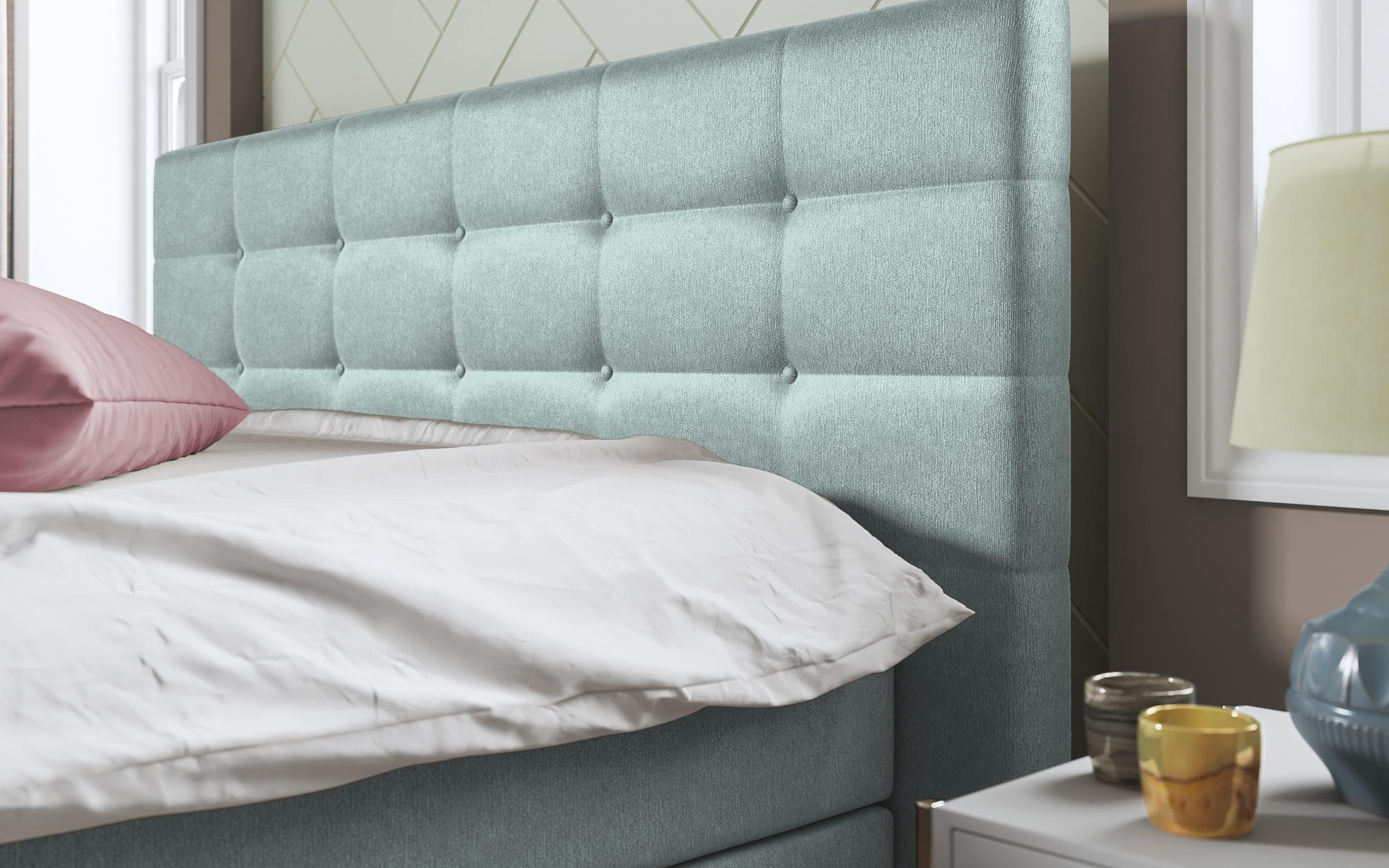 Pat dublu Maskoni Boxspring, albastru deschis  4