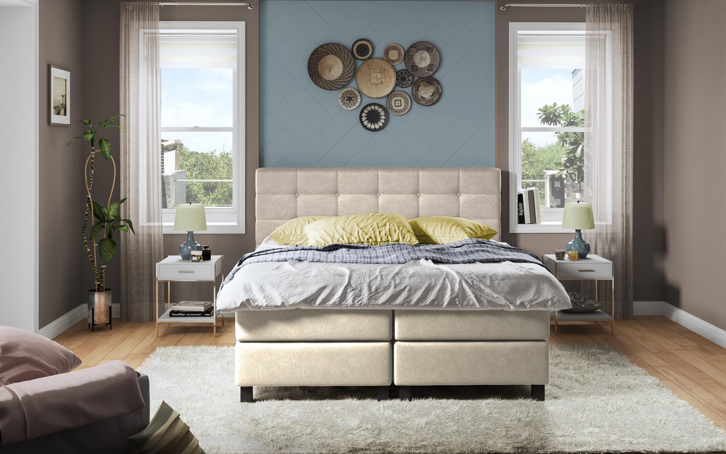 Pat dublu Maskoni Boxspring, bej deschis  2