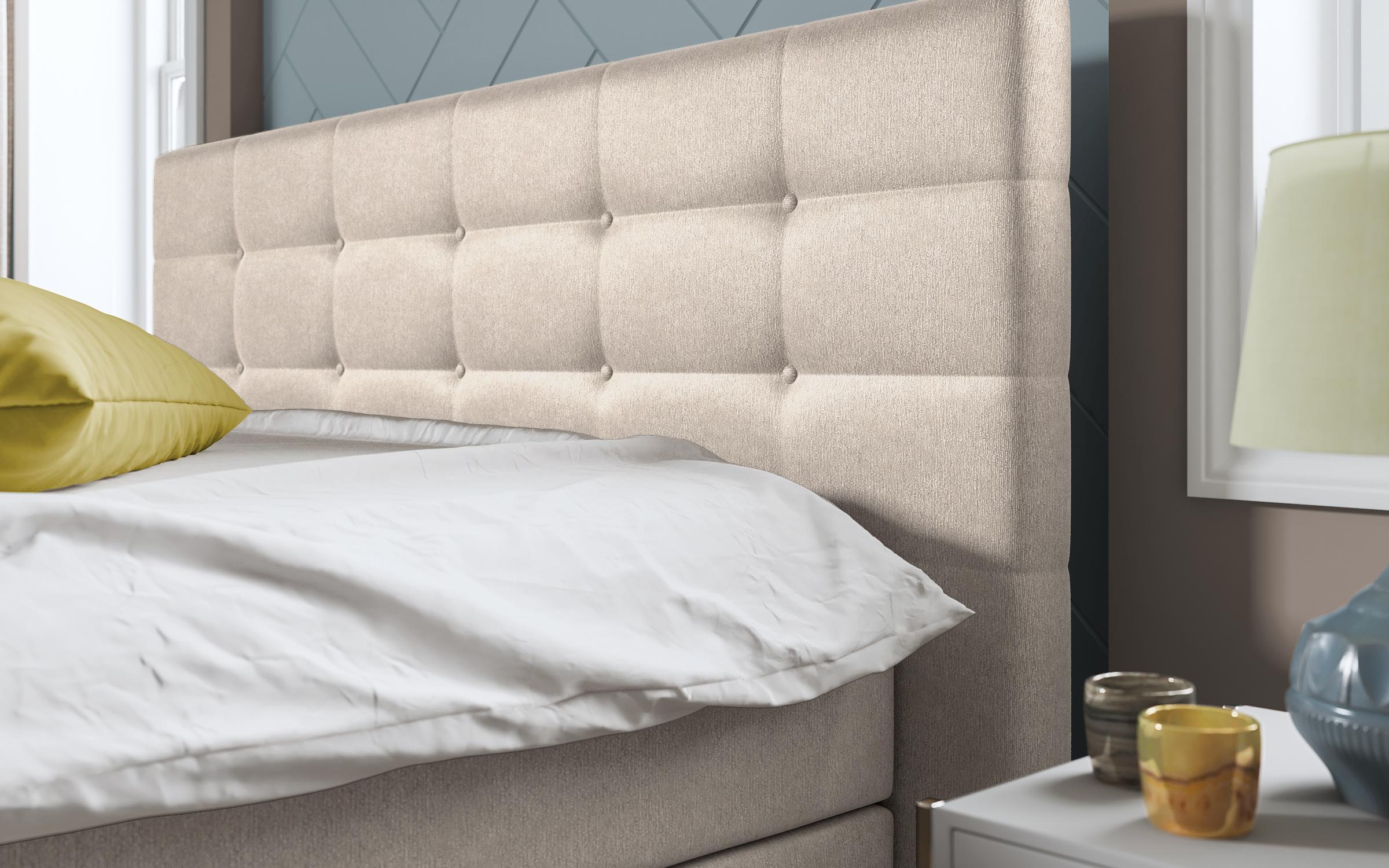 Pat dublu Maskoni Boxspring, bej deschis  4