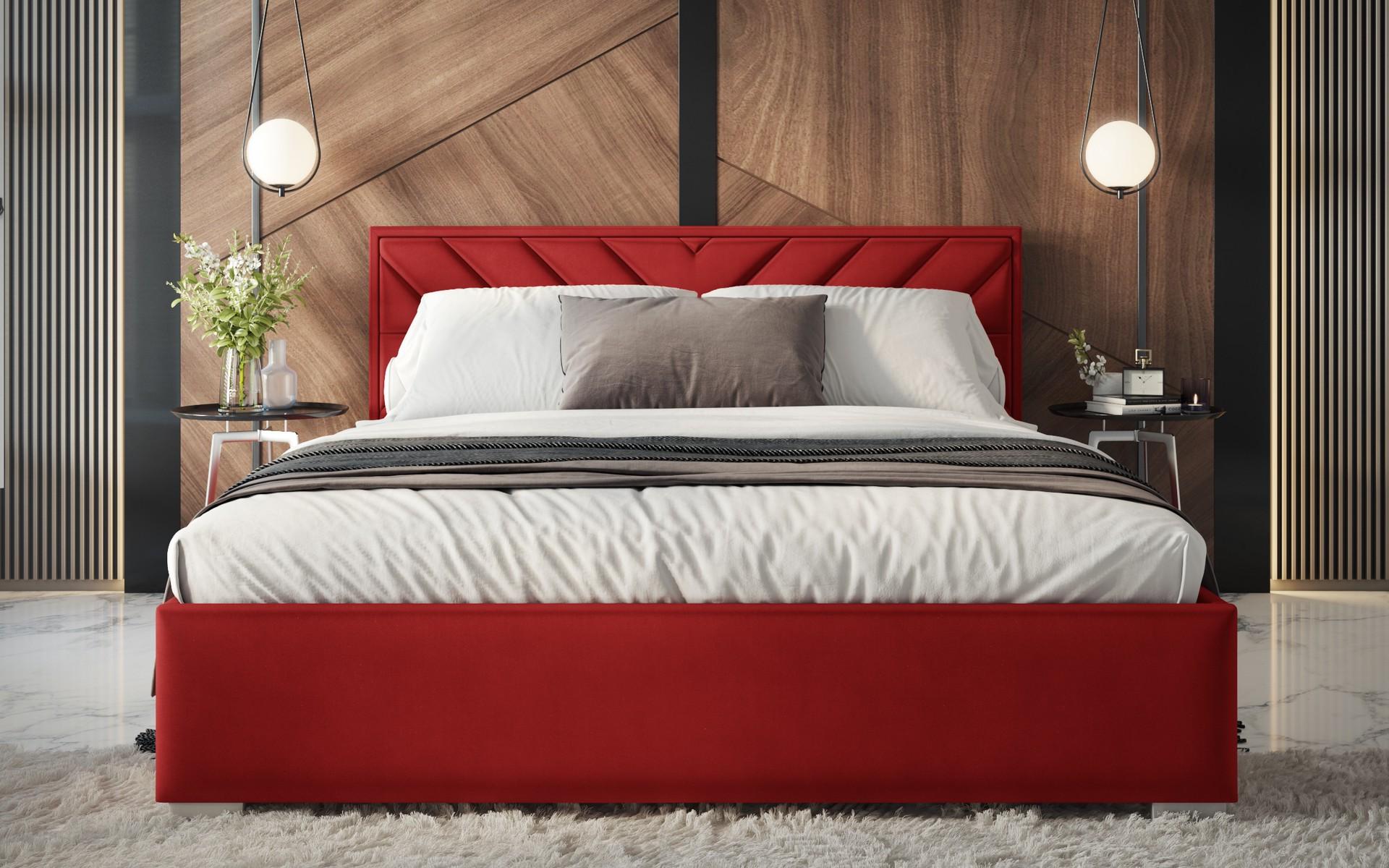 Pat dublu tapitat Mireli pentru saltea 160/200, rosu  2