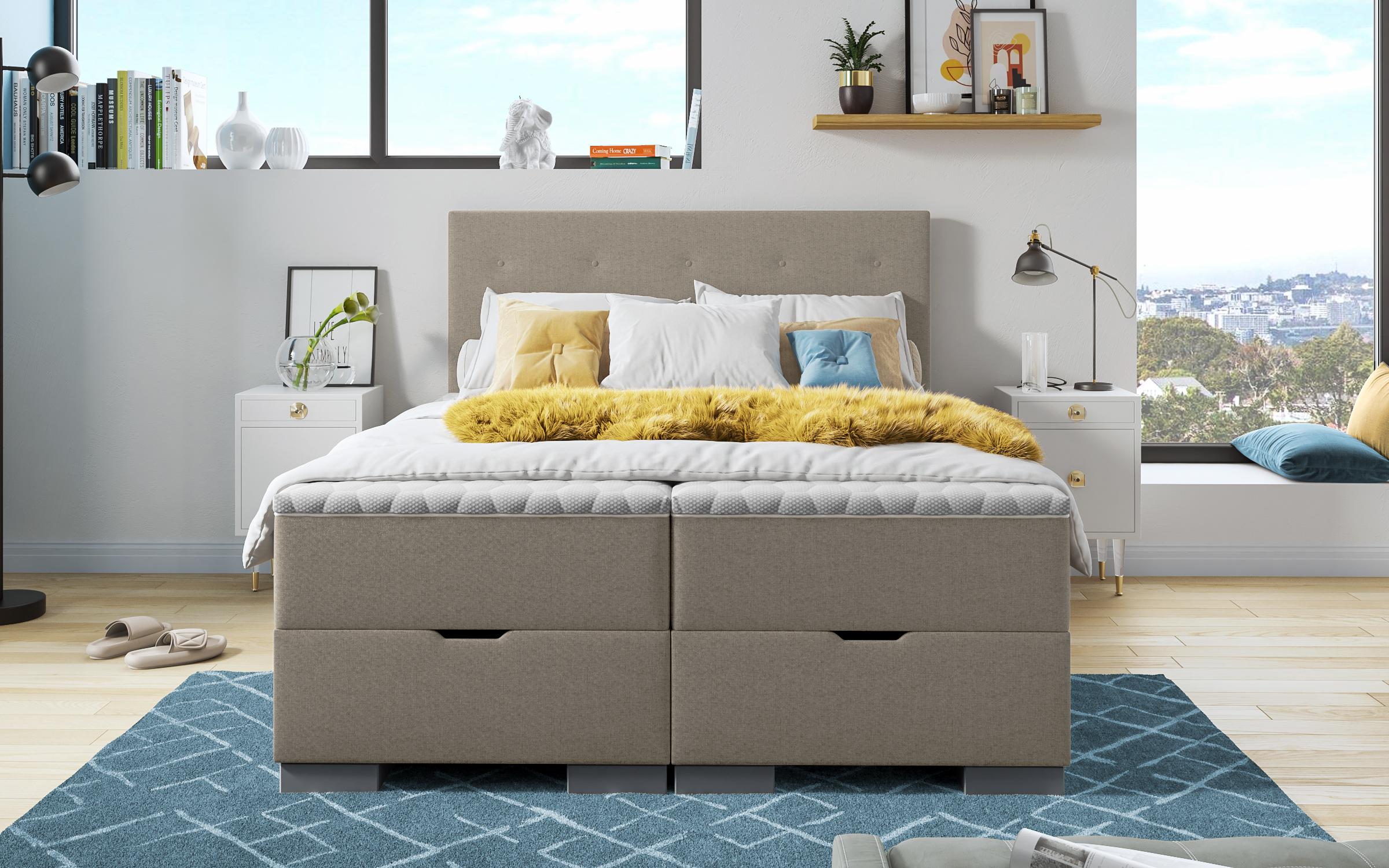 Pat dublu Boxspring Albeta 160/200, bej inchis 2