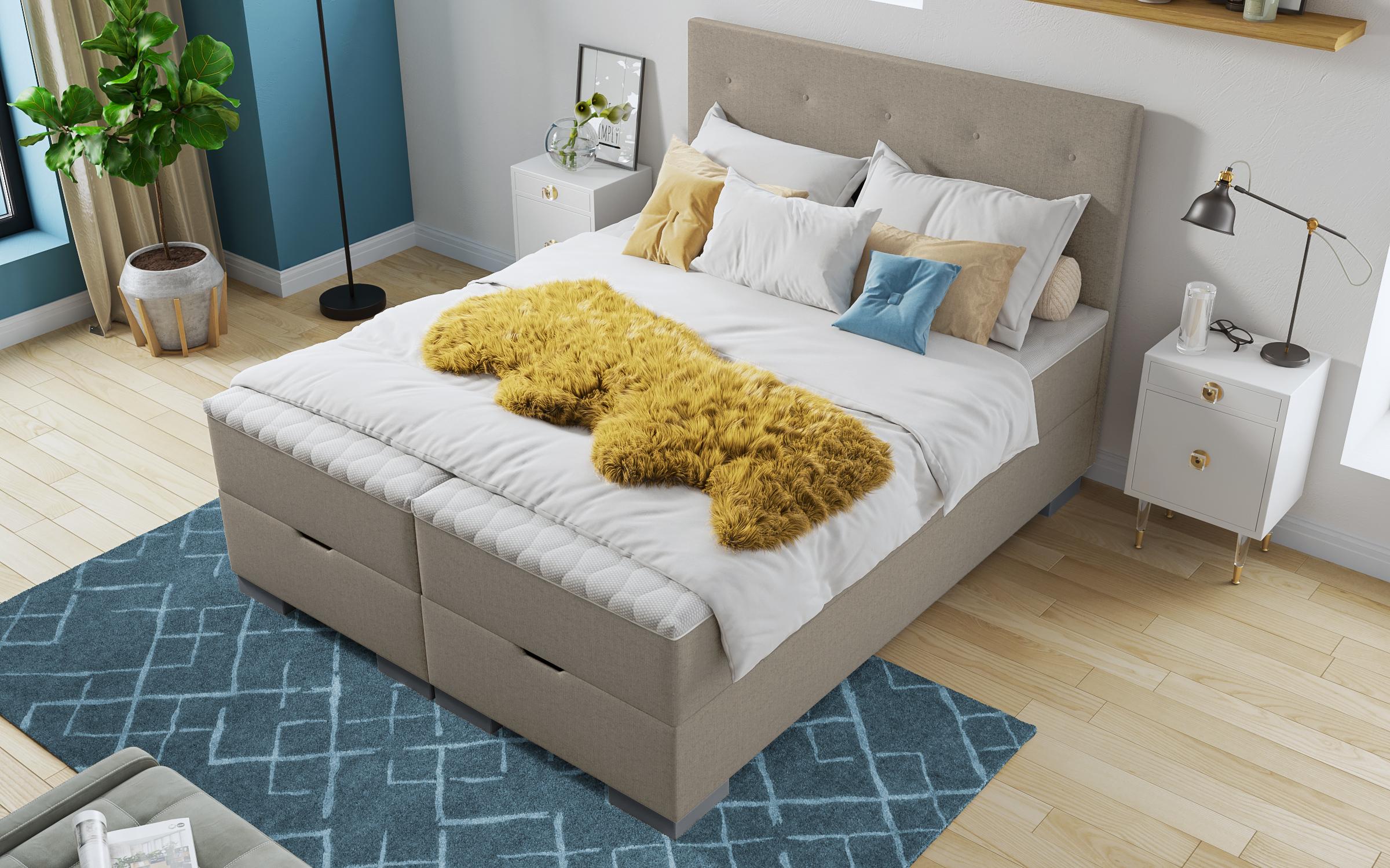 Pat dublu Boxspring Albeta 160/200, bej inchis 3