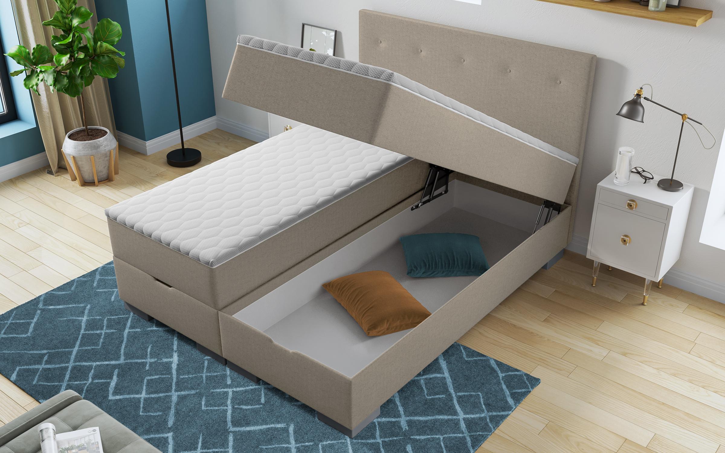 Pat dublu Boxspring Albeta 160/200, bej inchis 4