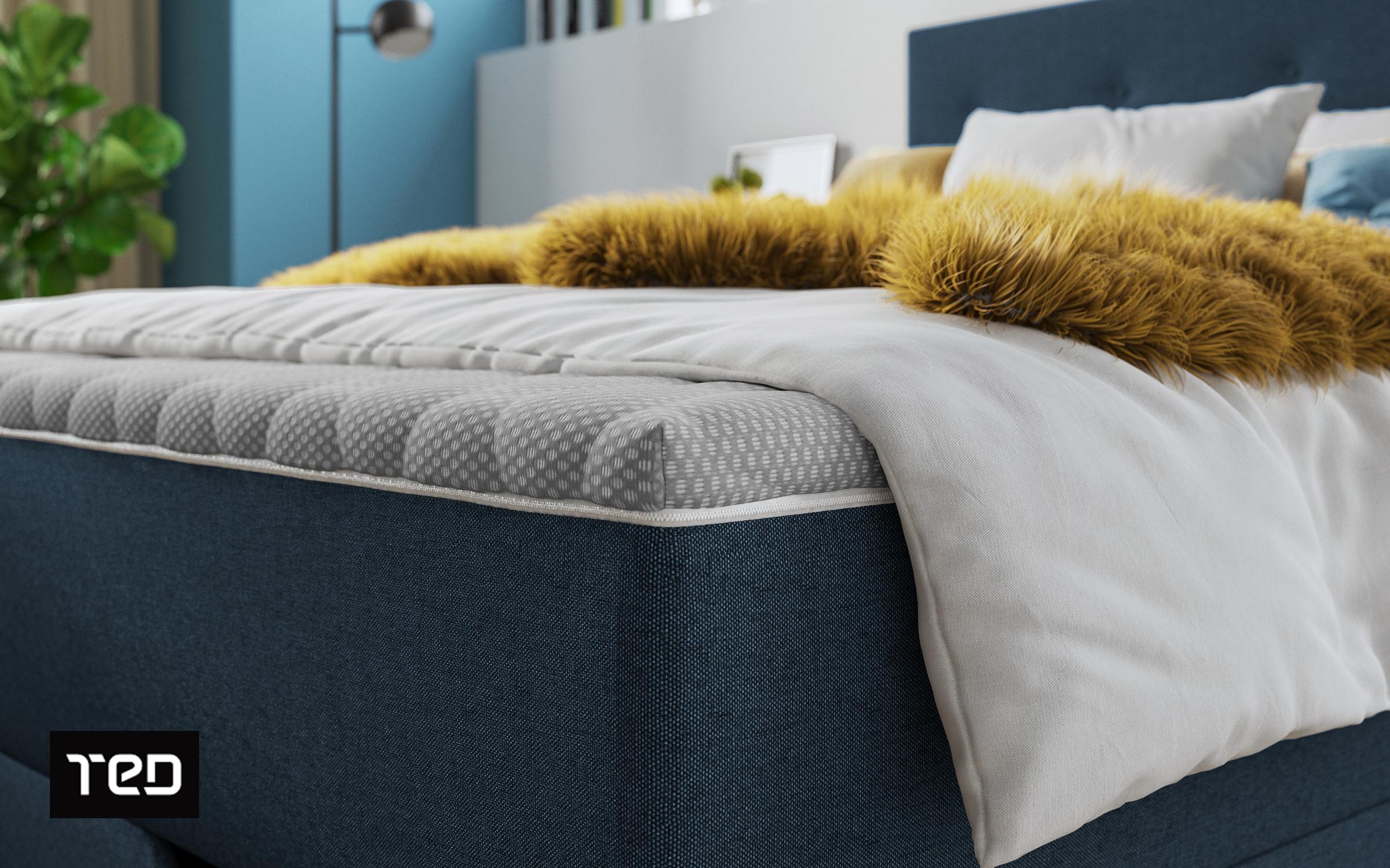 Pat dublu Boxspring Albeta 160/200, albastru inchis  5