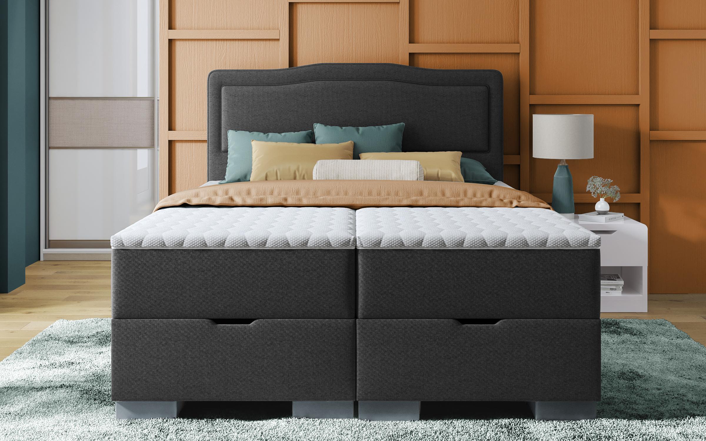 Pat dublu Boxspring Sinera 160/200, gri inchis  2