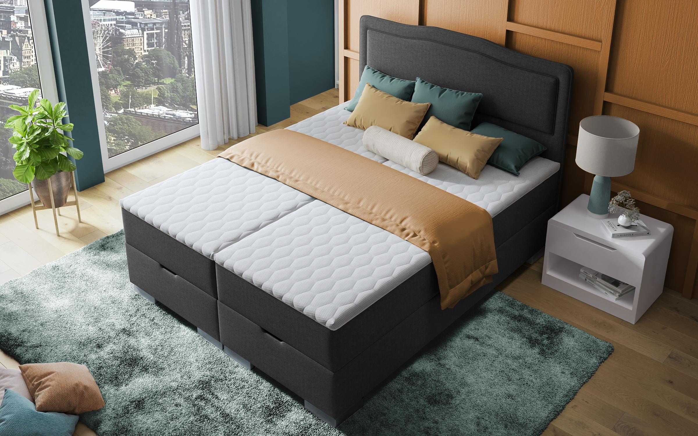 Pat dublu Boxspring Sinera 160/200, gri inchis  3