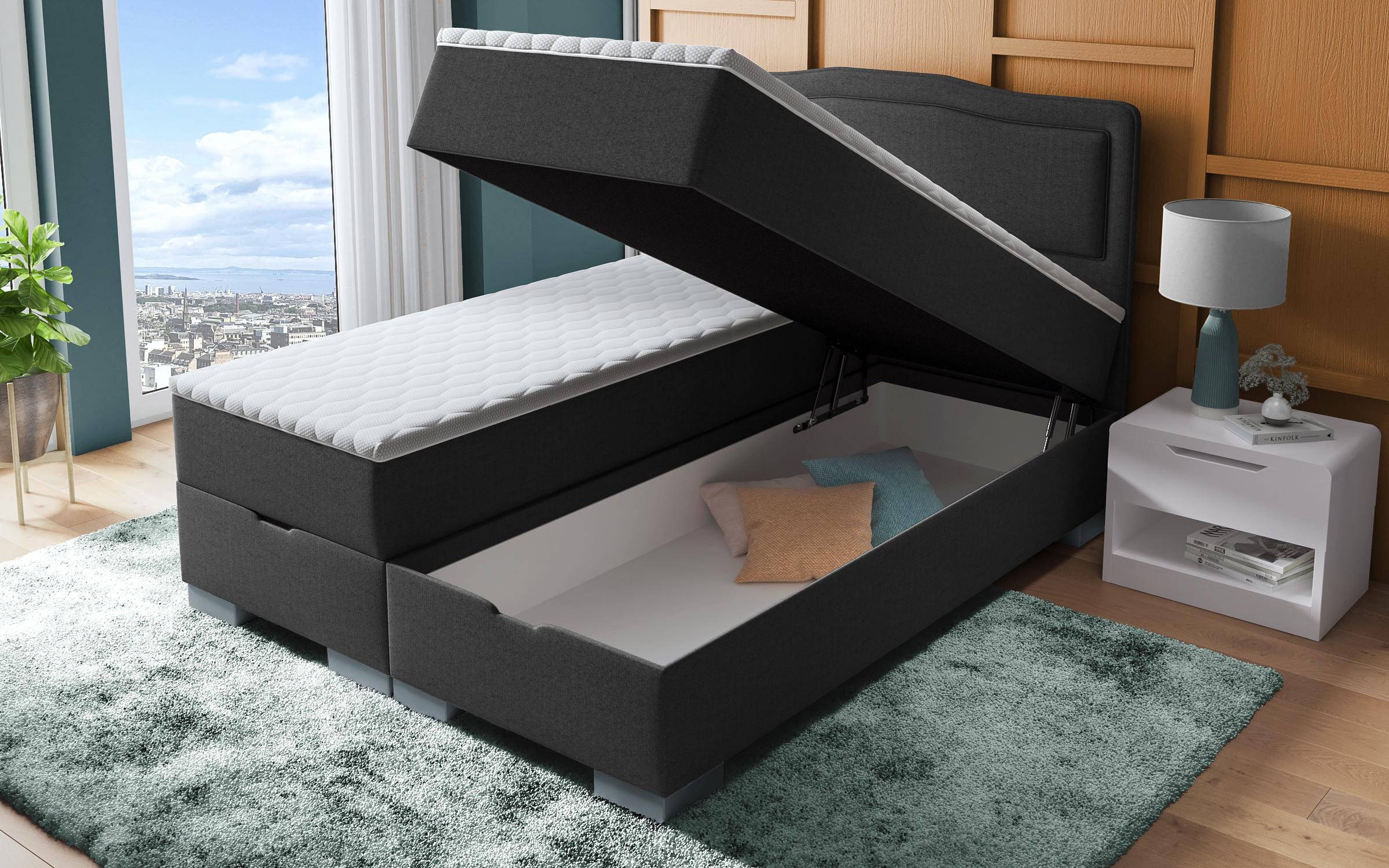 Pat dublu Boxspring Sinera 160/200, gri inchis  4