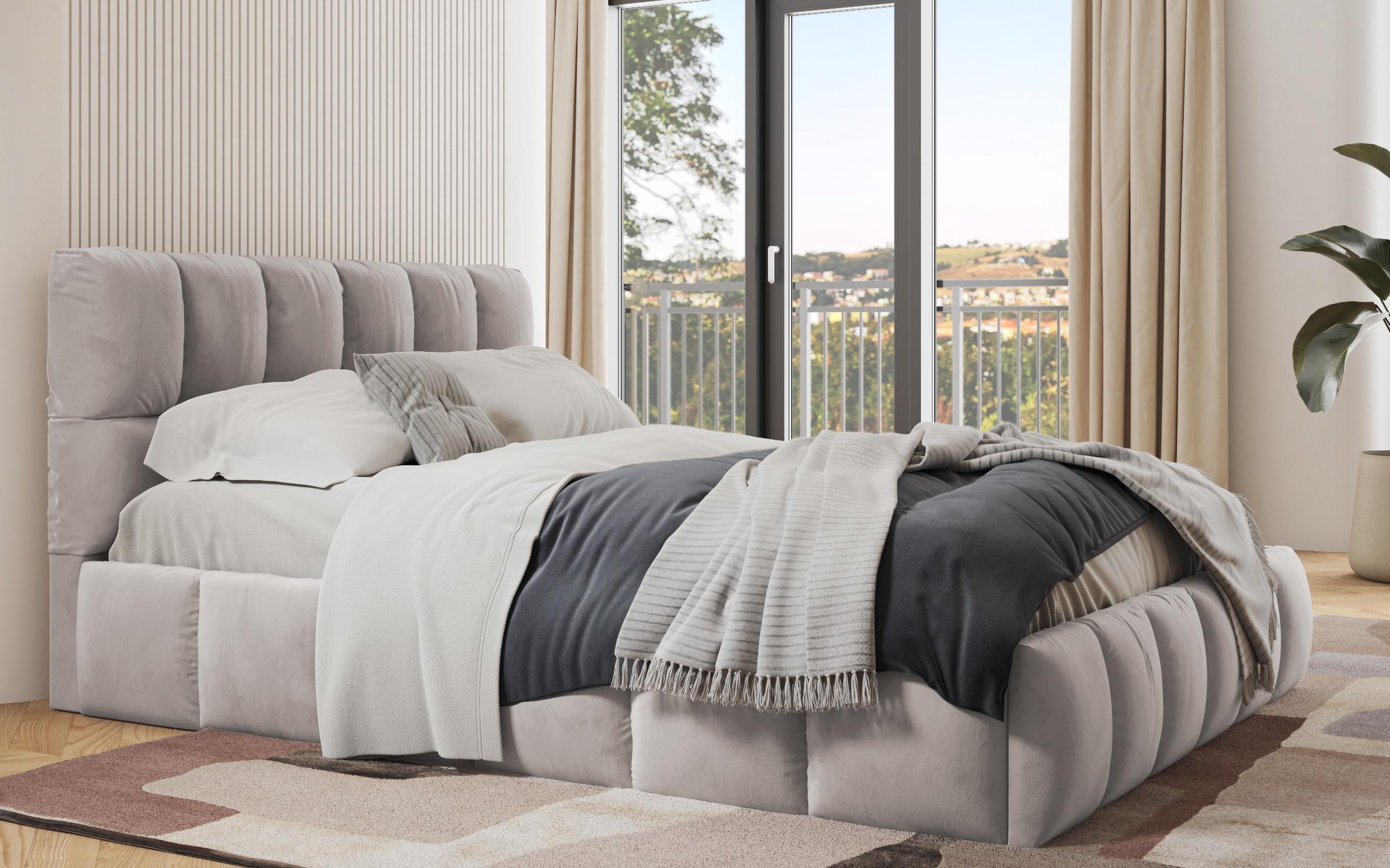 Двуспальная кровать с мягкой обивкой под матрас 180/200 Фиорелла, бежевый  3