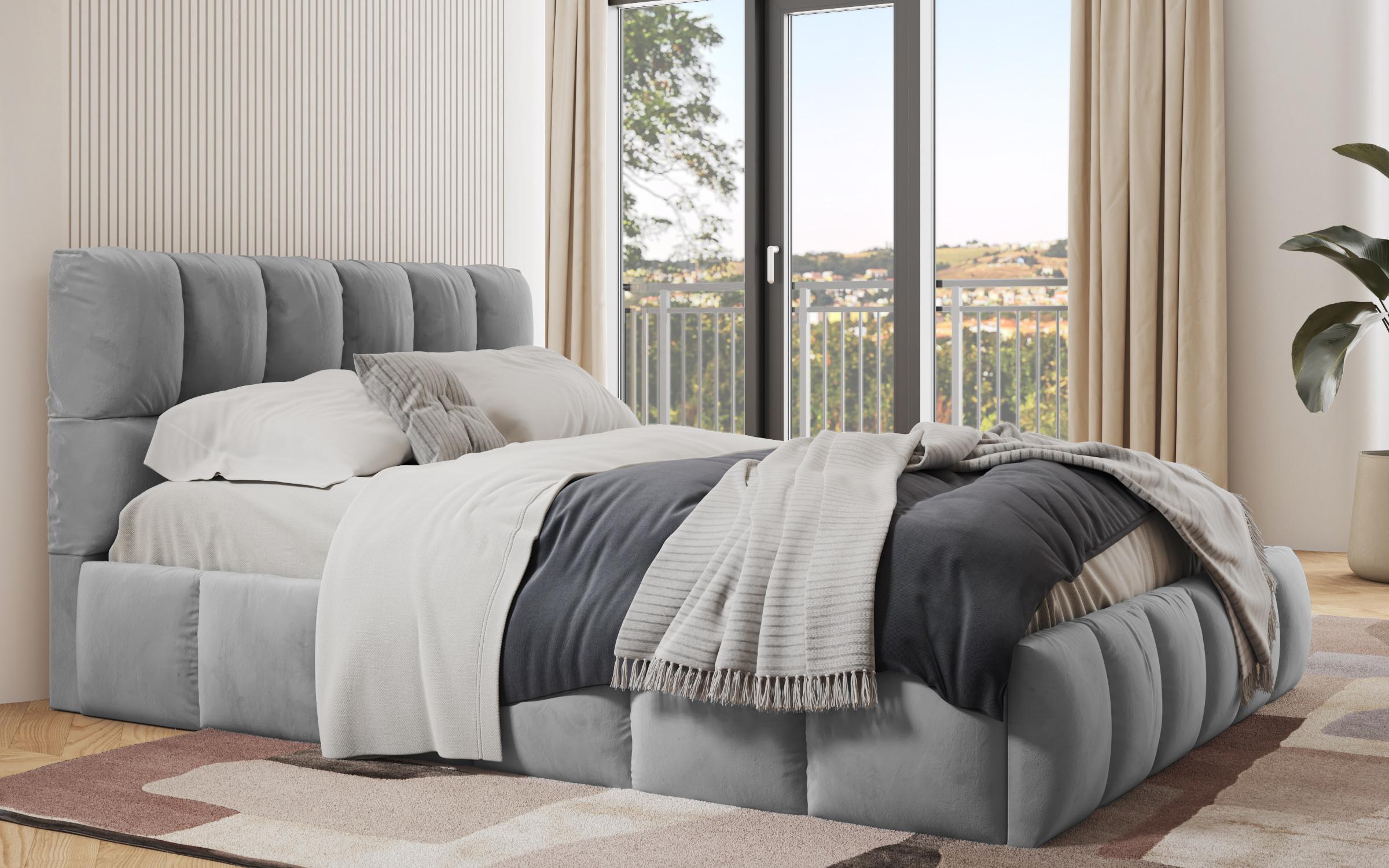 Двуспальная кровать с мягкой обивкой под матрас 180/200 Фиорелла, серый  3