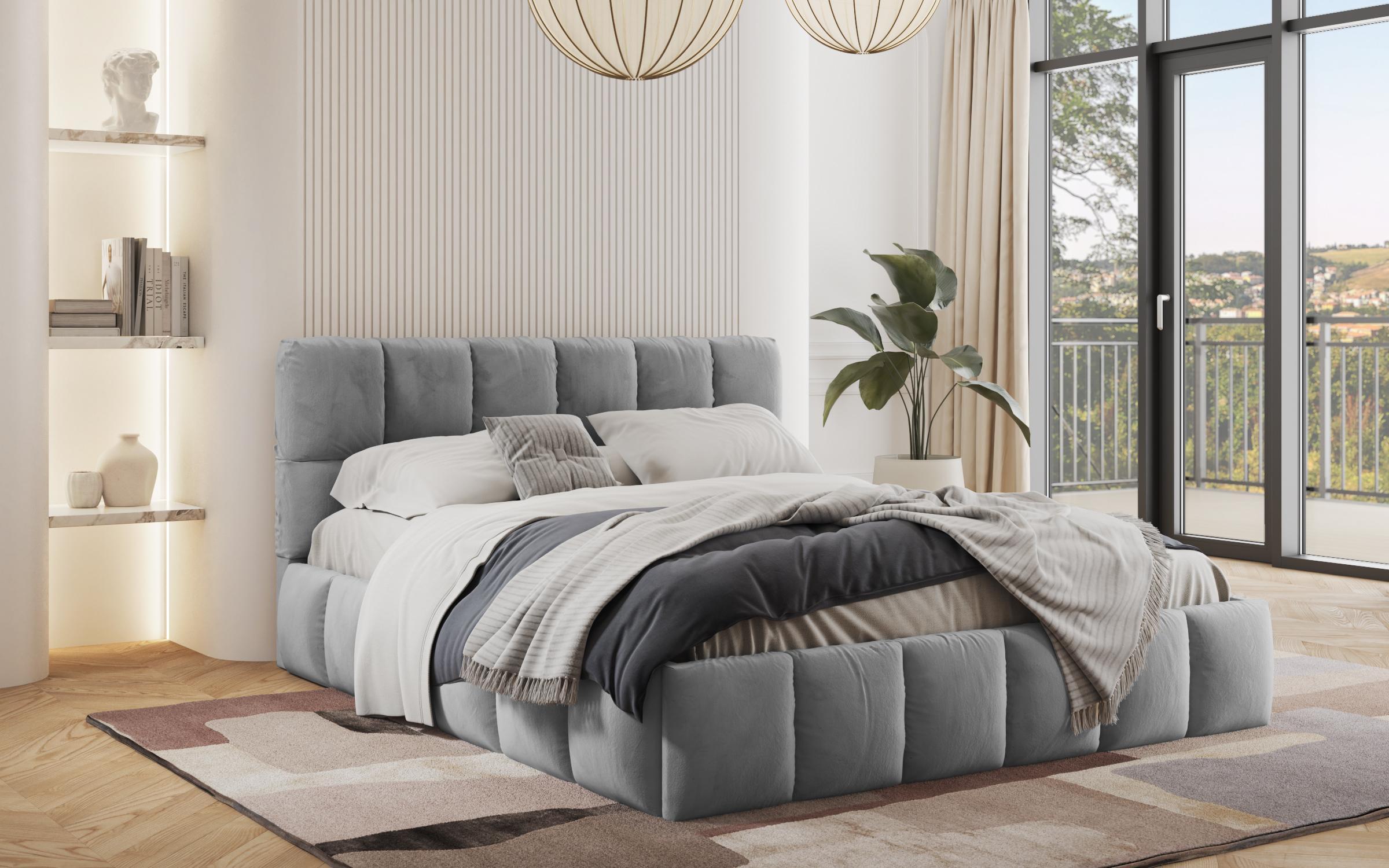 Pat dublu tapitat 180/200 Fiorela, gri  1