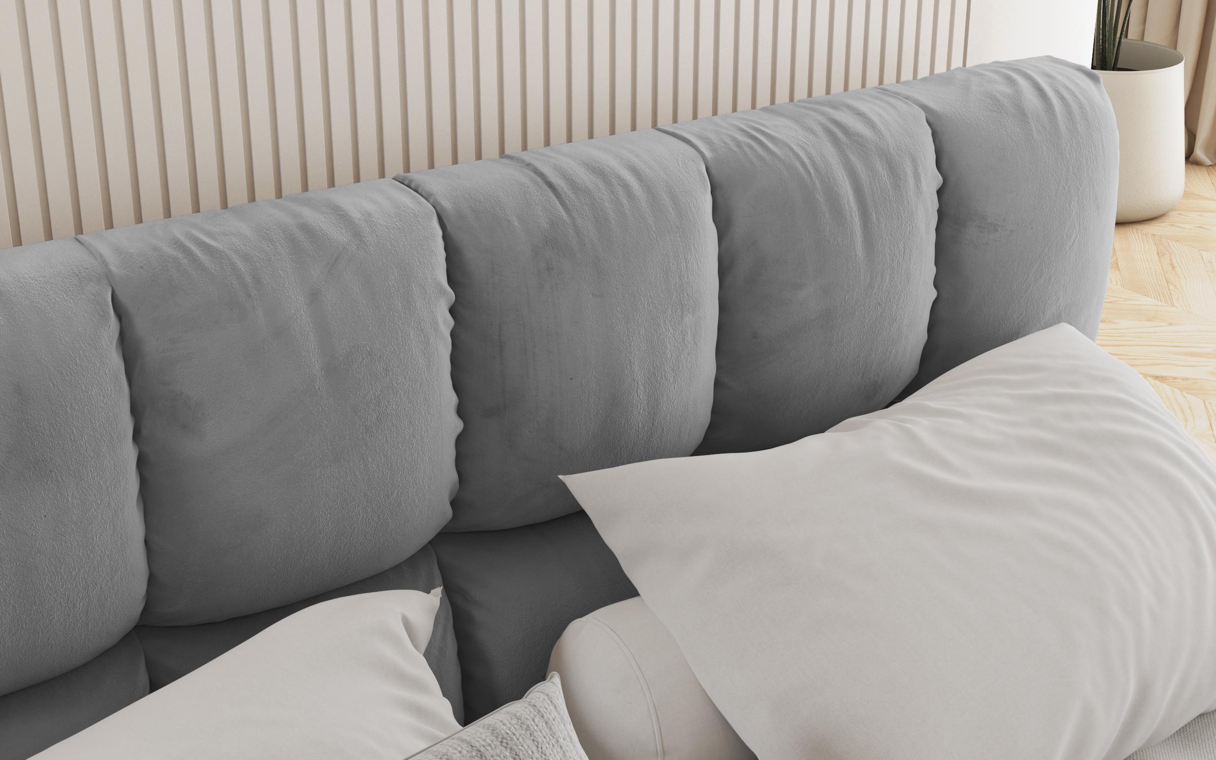 Двуспальная кровать с мягкой обивкой под матрас 180/200 Фиорелла, серый  4