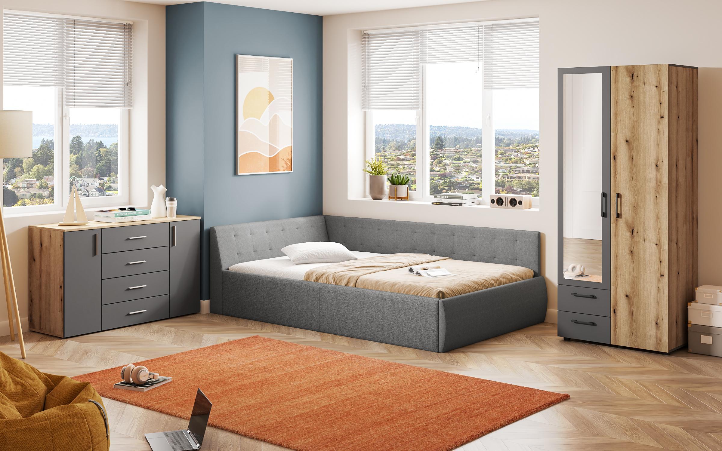 Dulap Garf, stejar evok + antracit mat  2