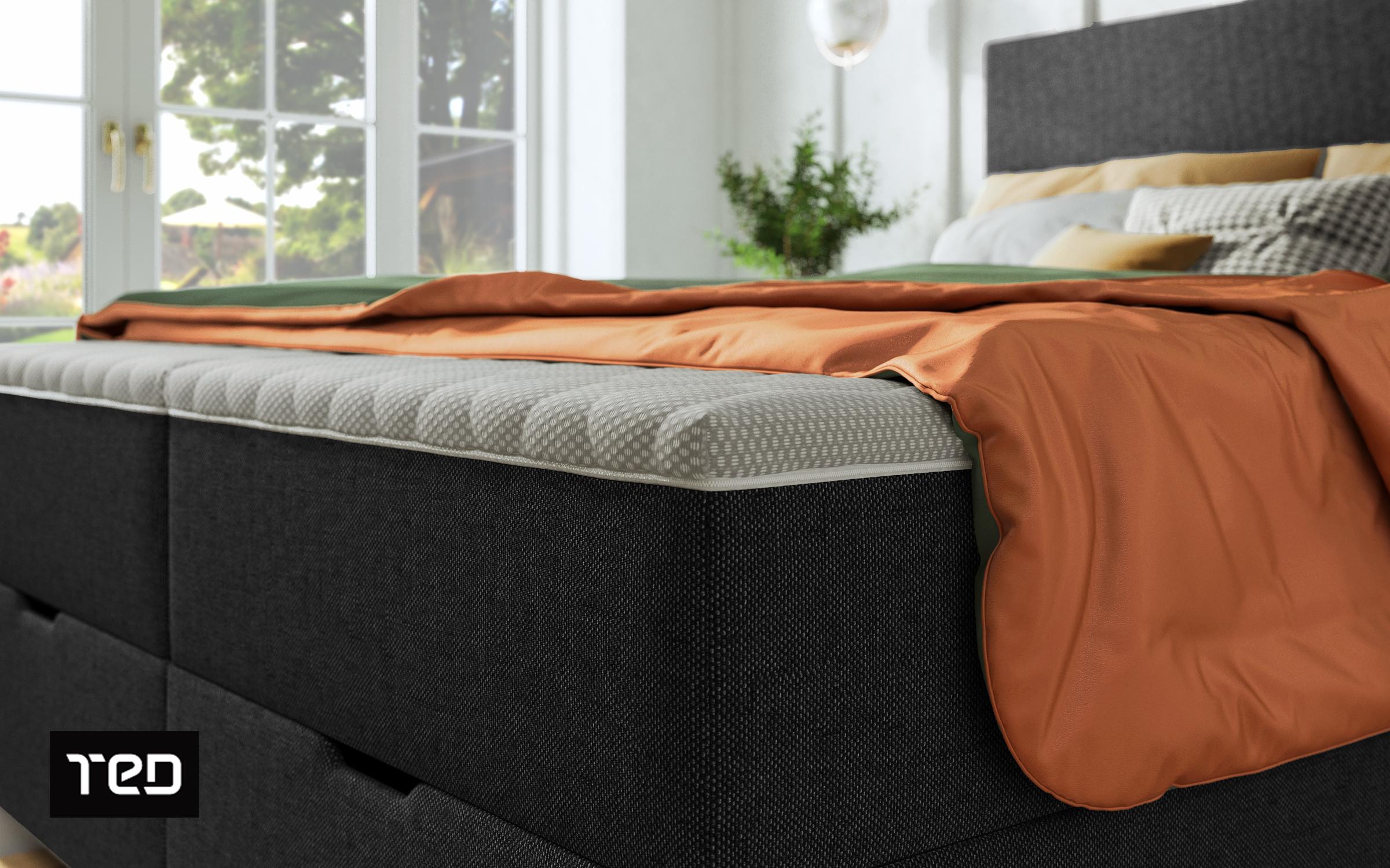 Pat dublu Boxspring Evian, gri inchis  5