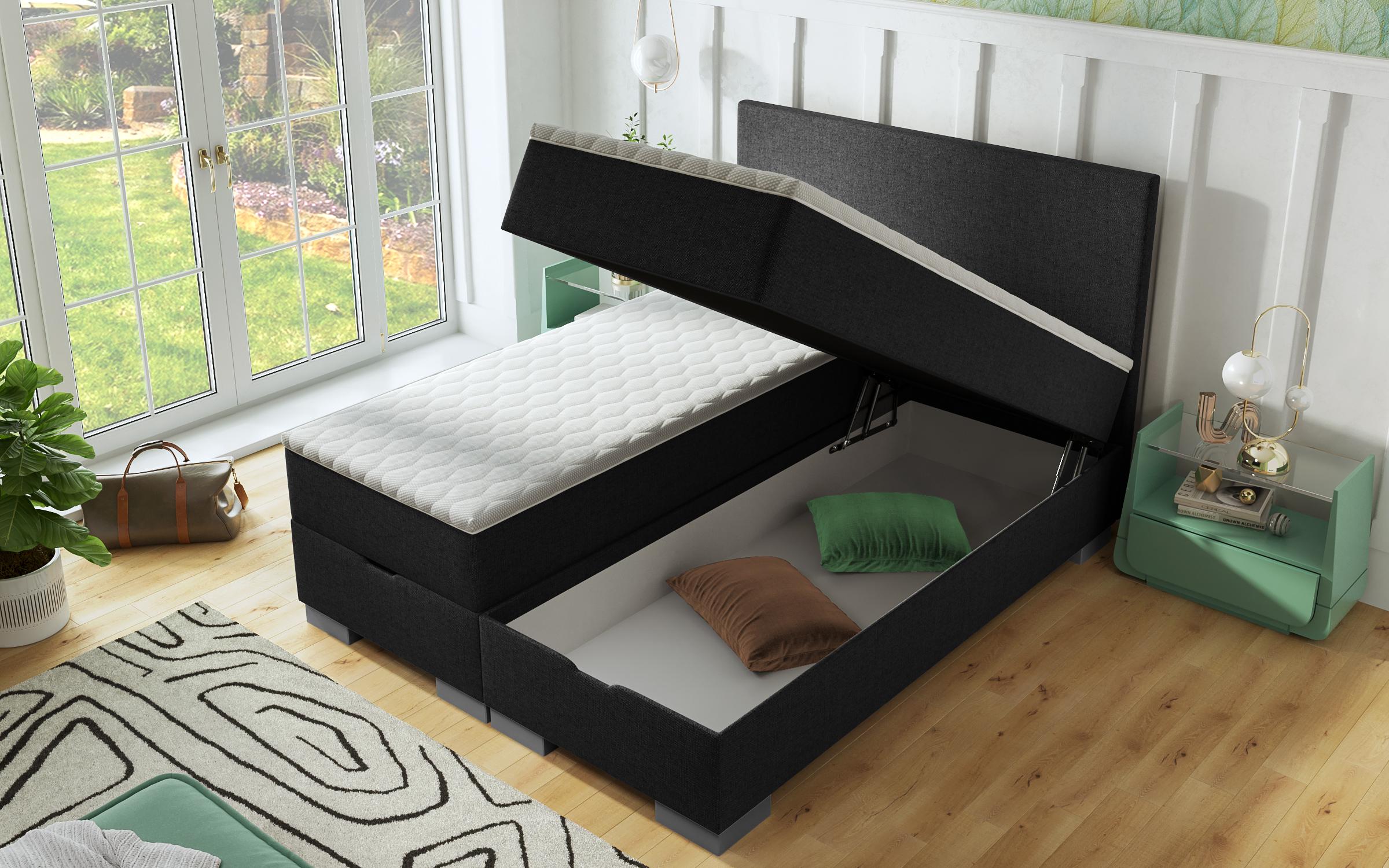 Pat dublu Boxspring Evian, gri inchis  4