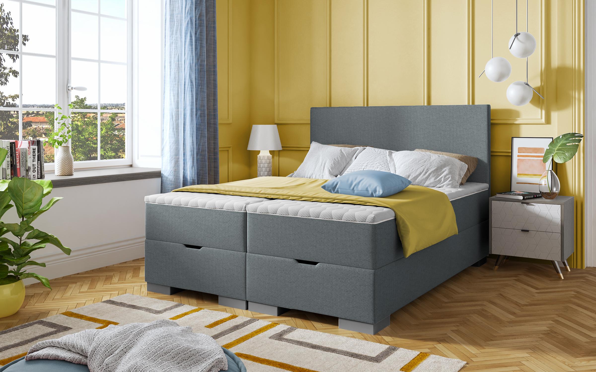 Pat dublu Boxspring 160/200 Evian, gri  1