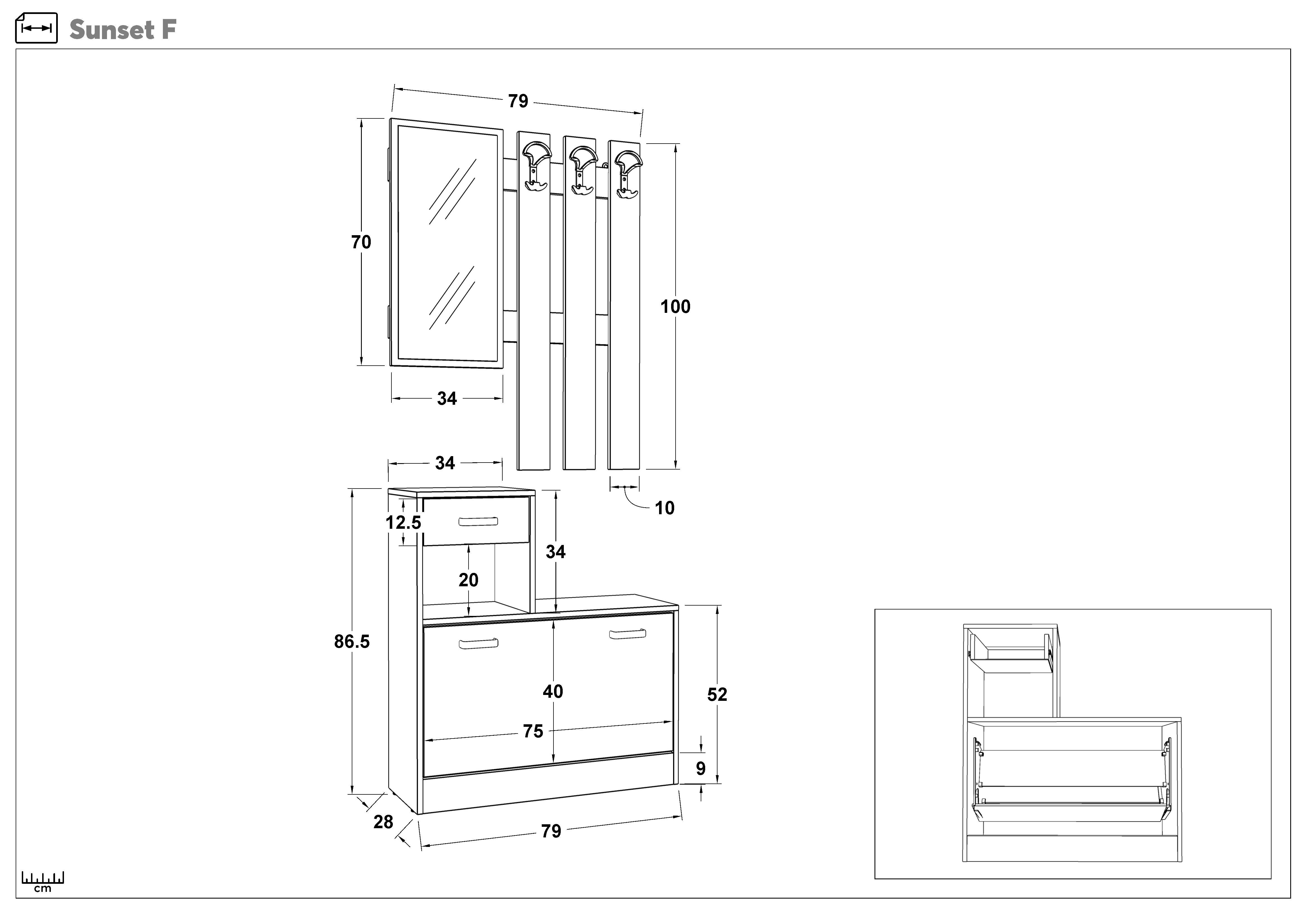Cuier Sunset, stejar sonoma  2