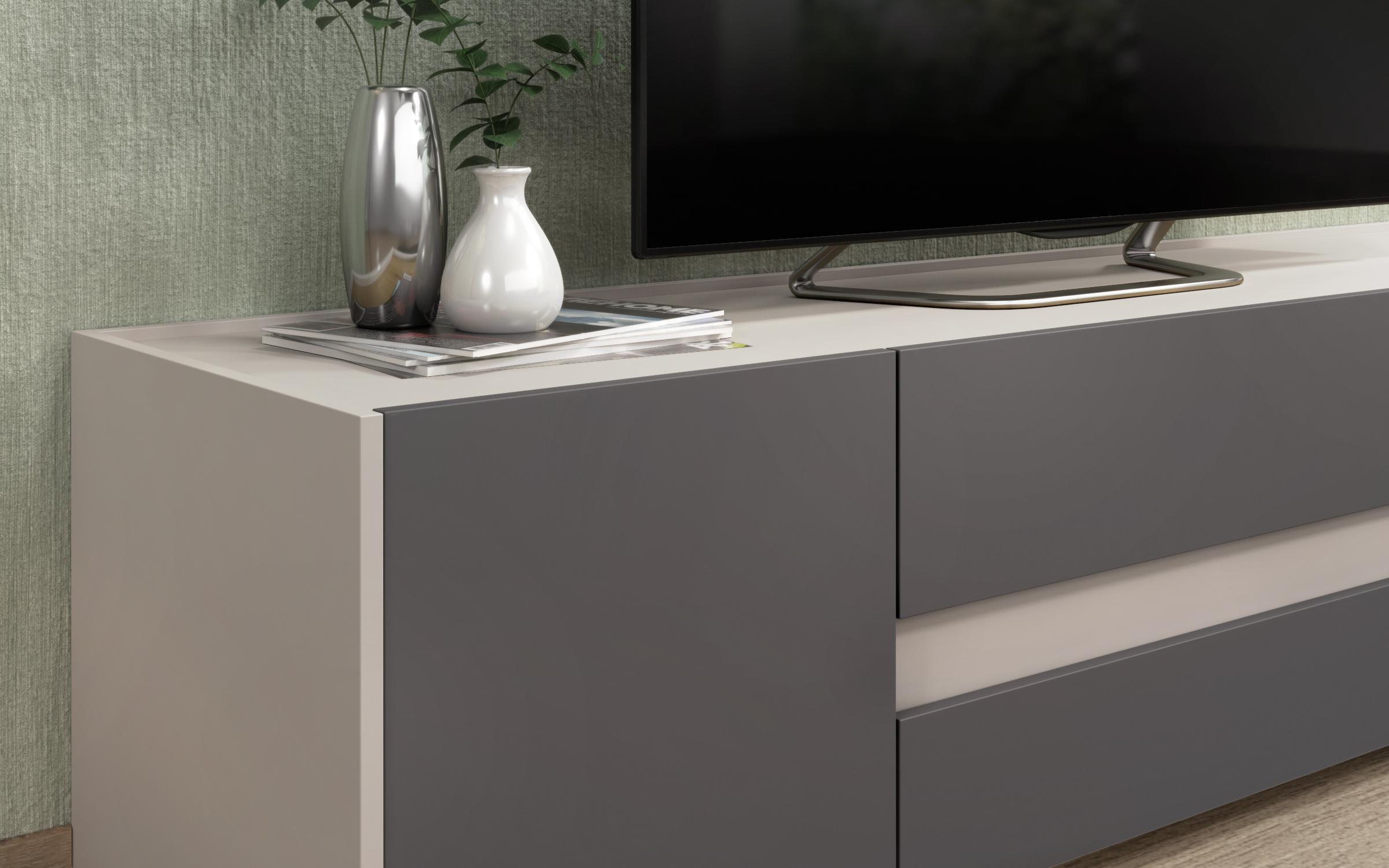 Modul TV Pier, nisipiu mat + grafit  3