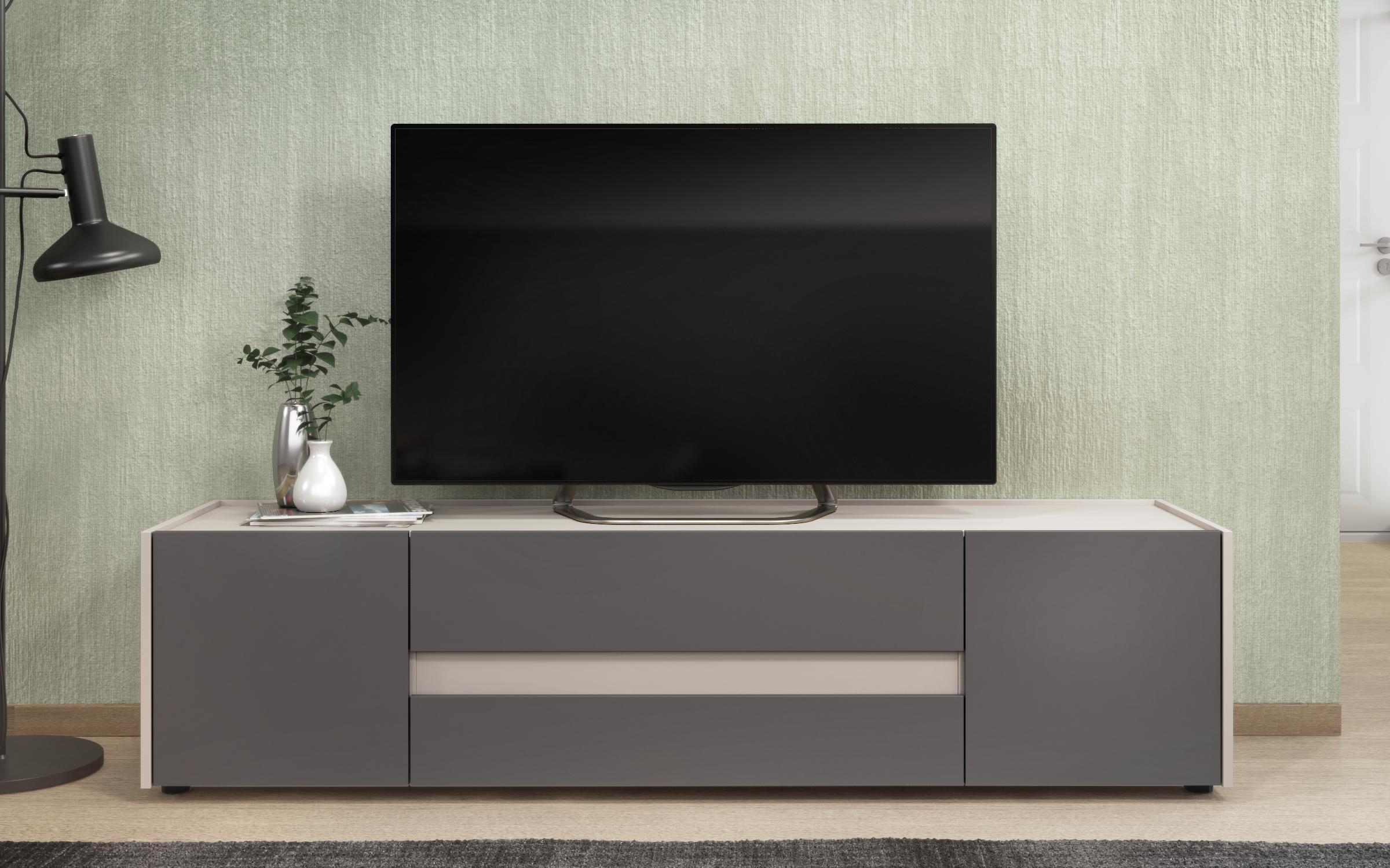 Modul TV Pier, nisipiu mat + grafit  2