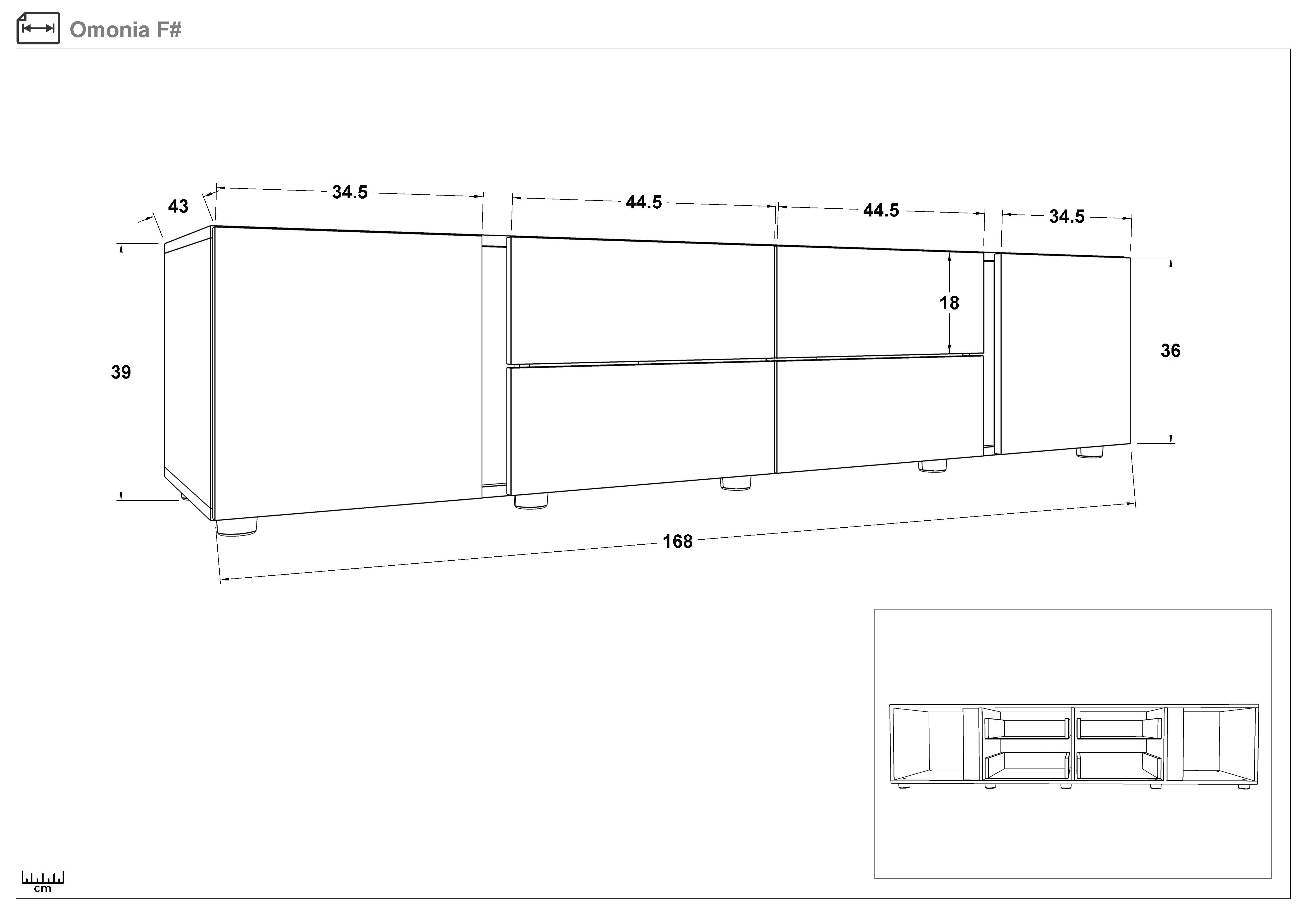 Modul TV Omonia, casmir + stejar antracit  2