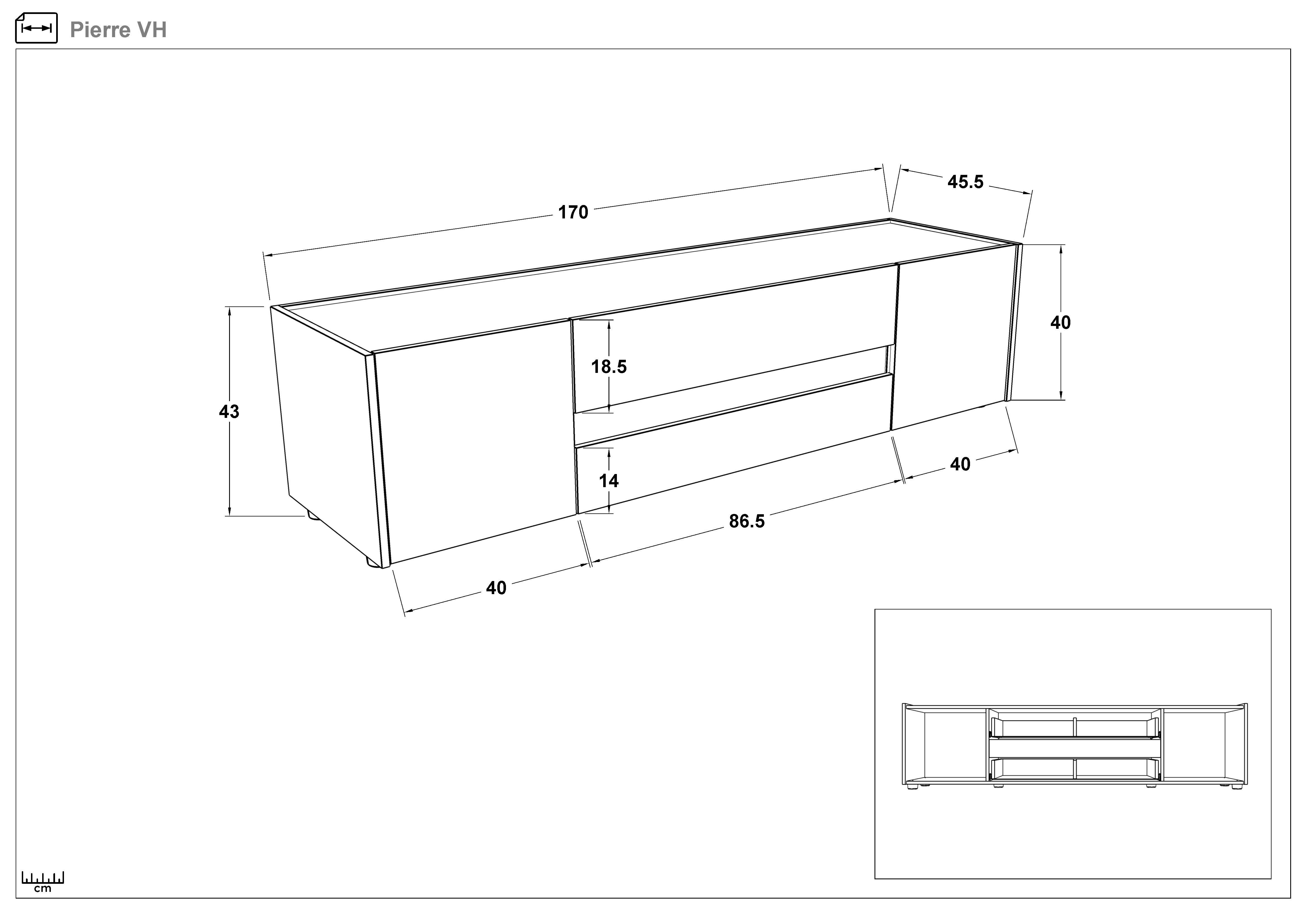 Modul TV MDF Pier, nisipiu mat + grafit  2