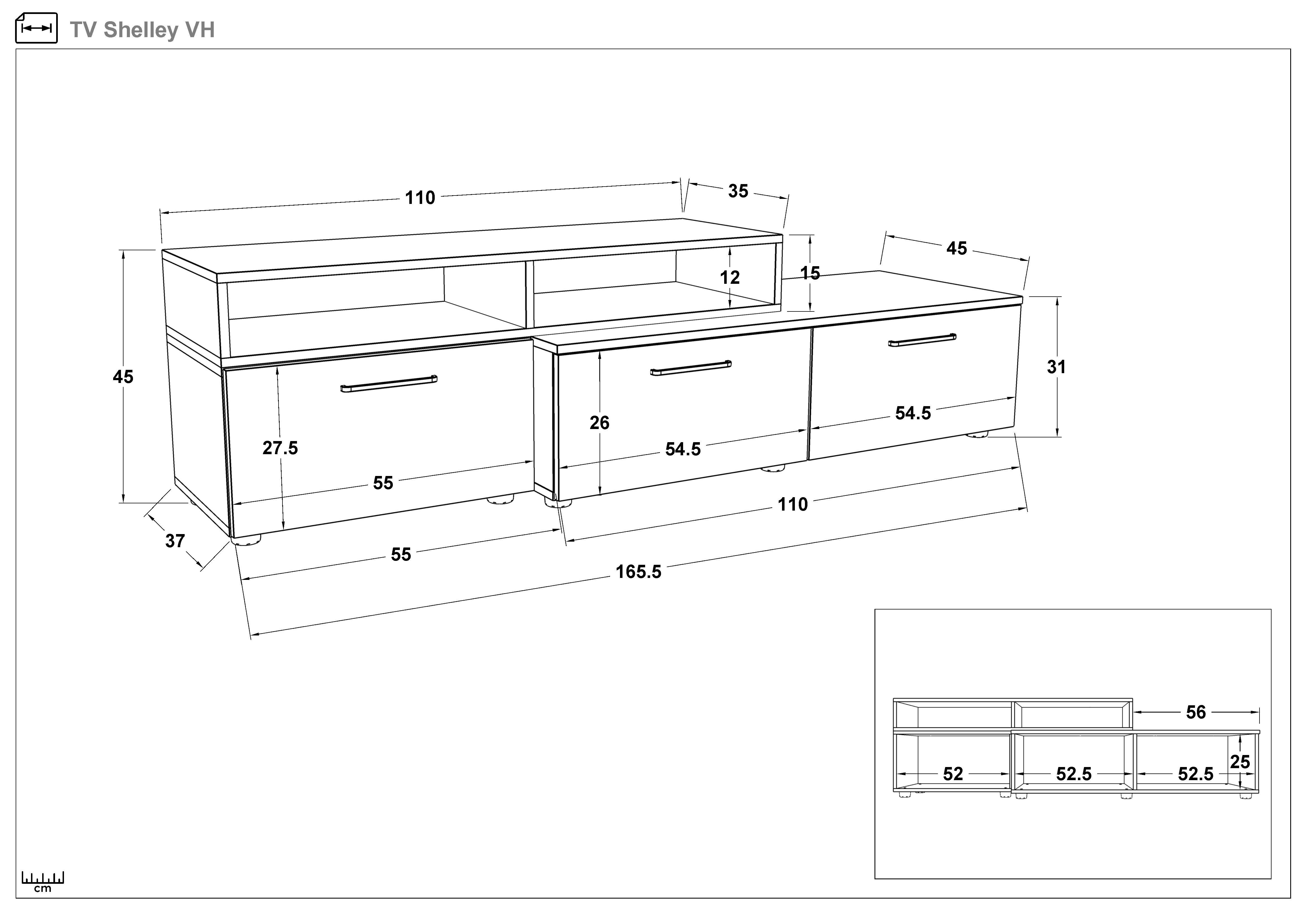 Modul TV Shely, stejar scandinav inchis + nisipiu mat  2