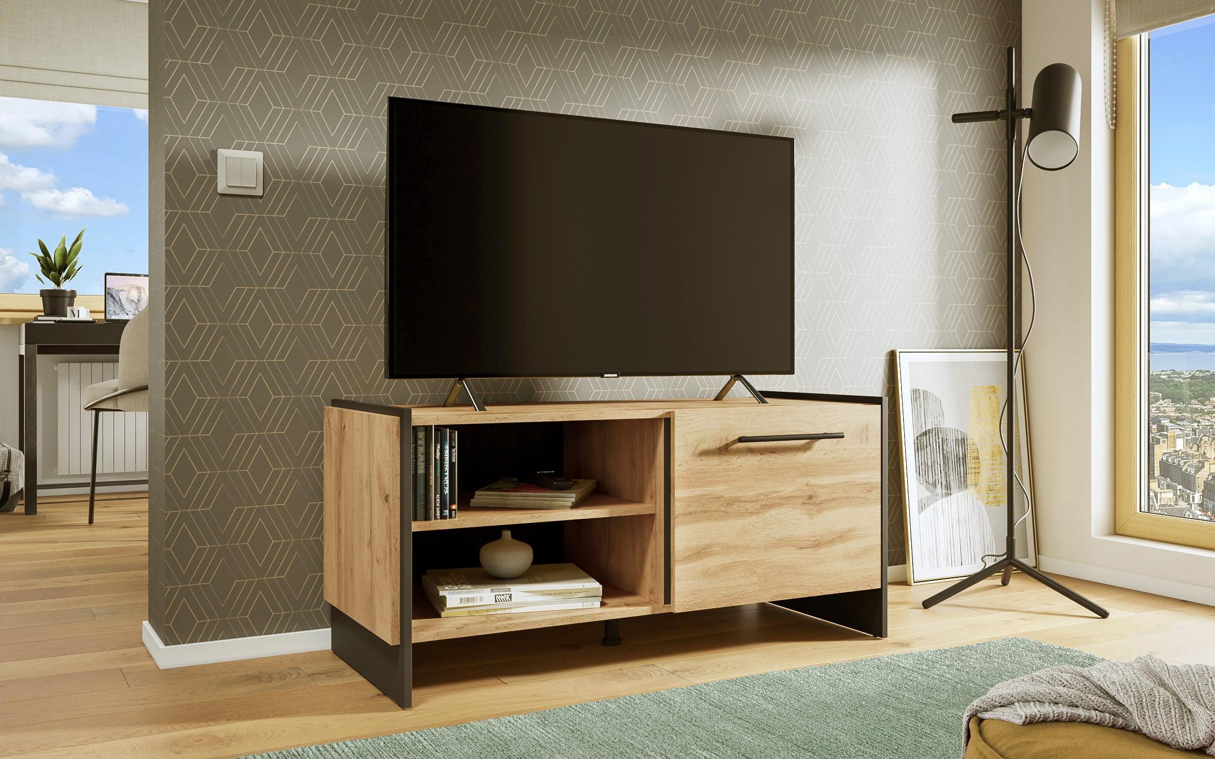 Modul TV Camino FE, stejar votan + negru  1