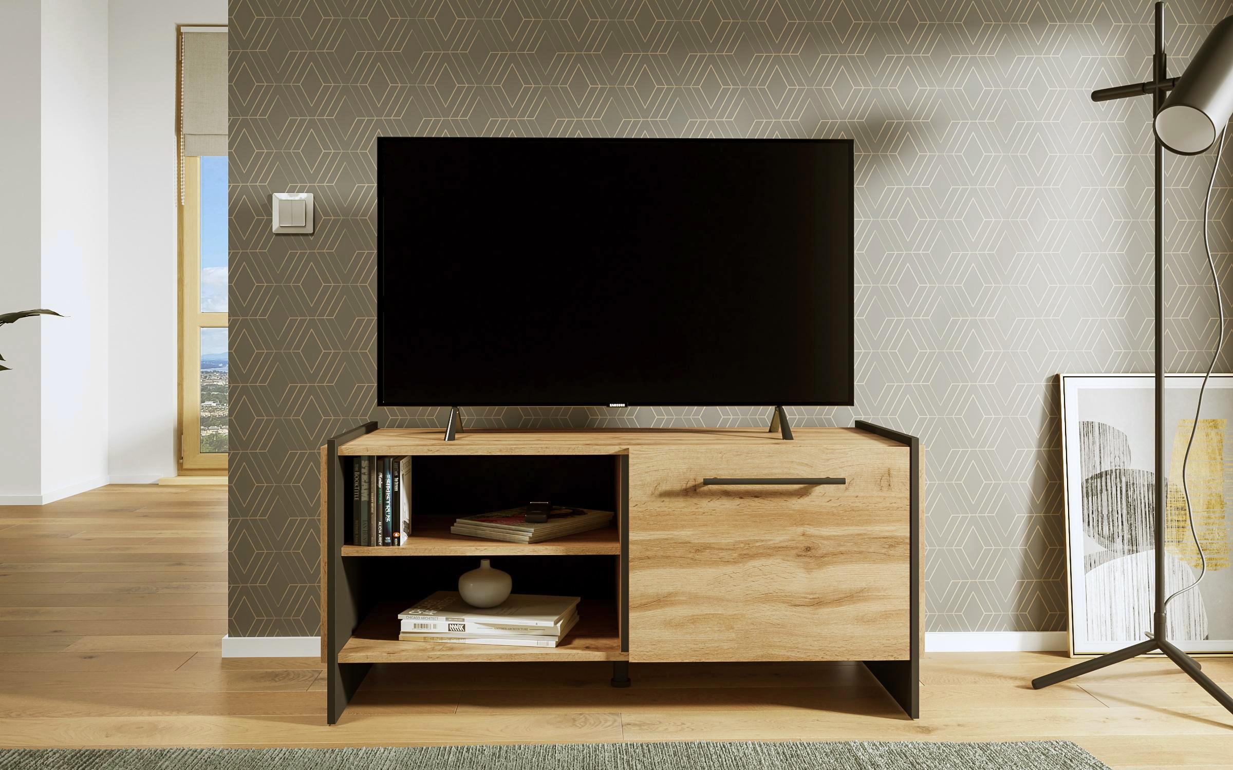 Modul TV Camino FE, stejar votan + negru  2