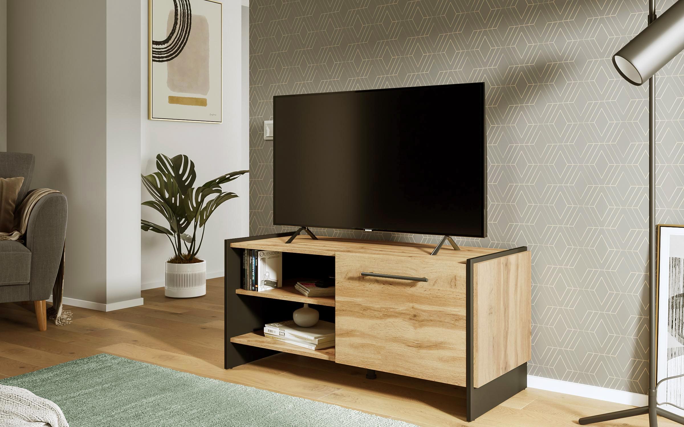 Modul TV Camino FE, stejar votan + negru  3