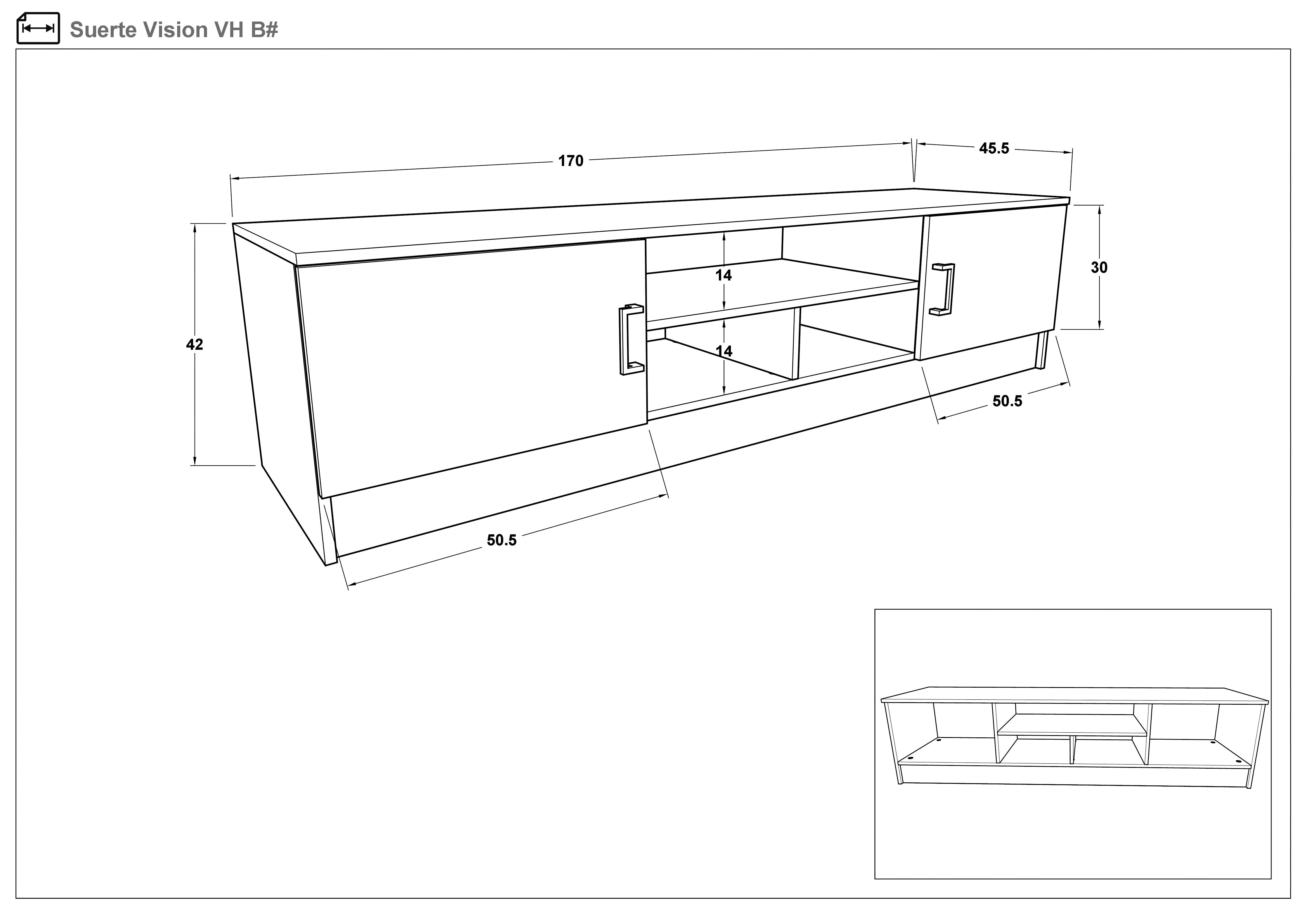Modul TV Suerte Vision, stejar evoc + aspen bej  2