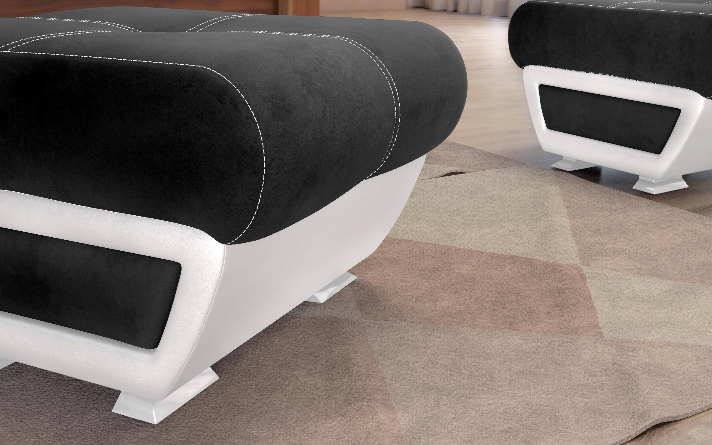 Taburet Princess II, negru + piele alba  2