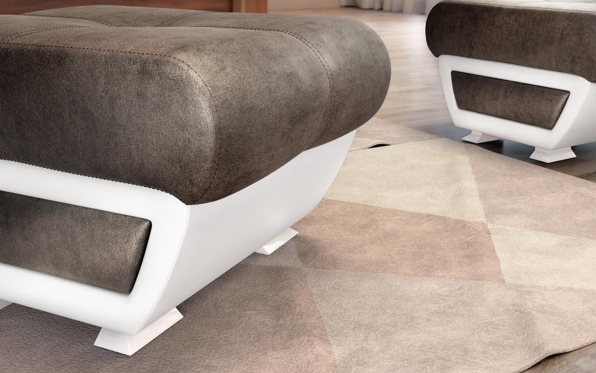 Taburet Princess II, maro inchis + piele alba  3