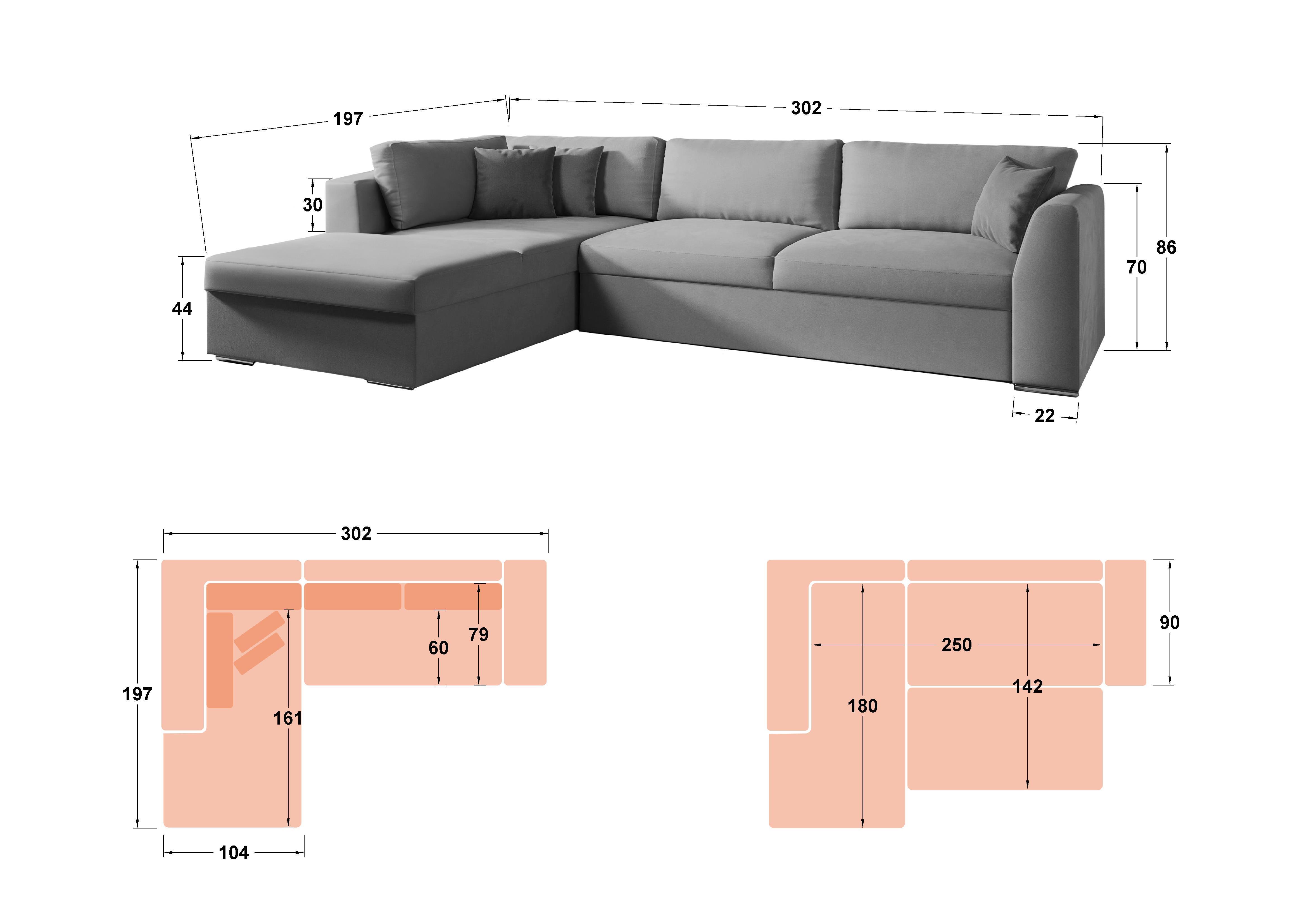 Coltar extensibil Toscana Supreme, gri-maroniu  2