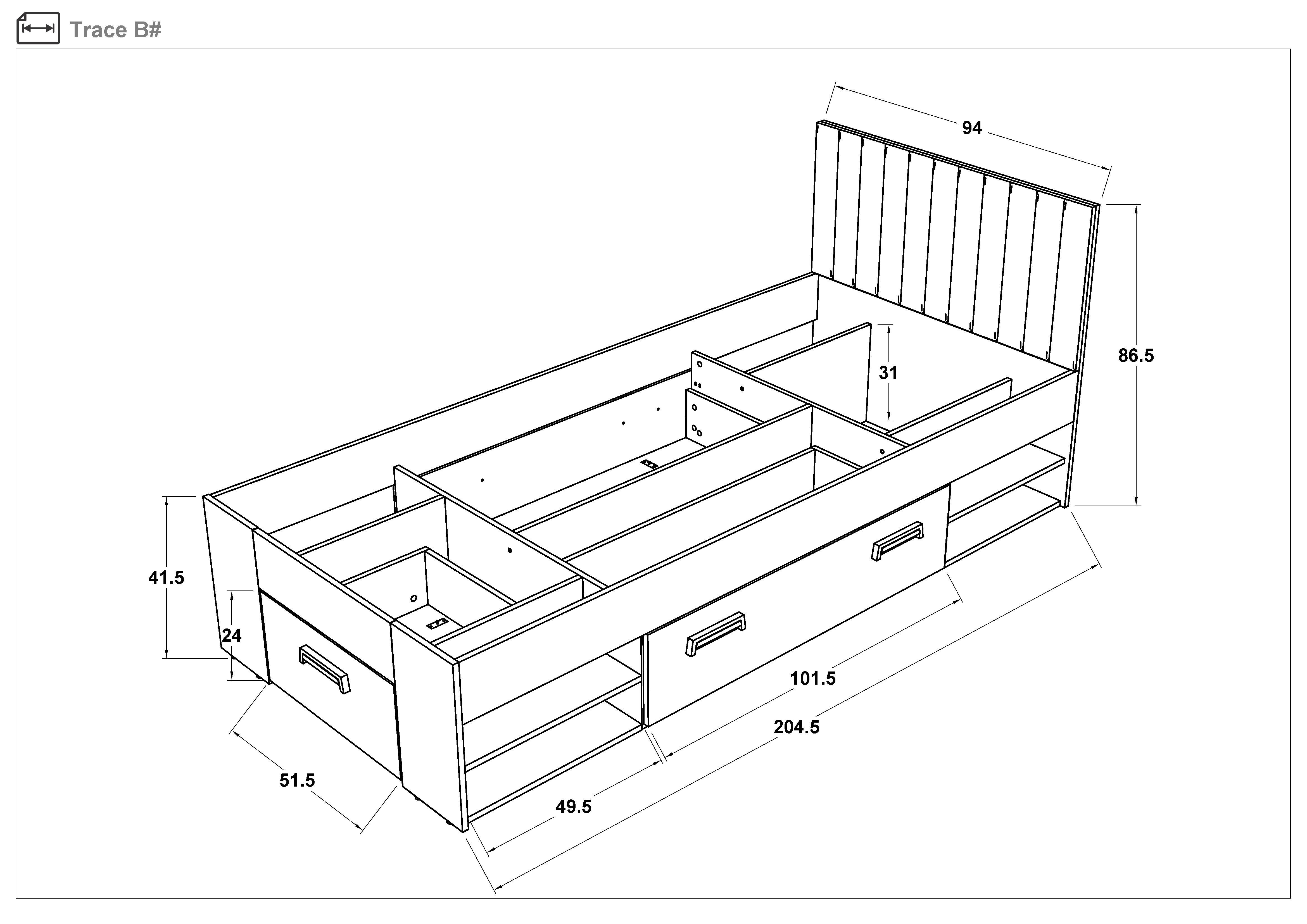 Кровать под матрас 90/200 Трейс, дуб эвок + мятный  2