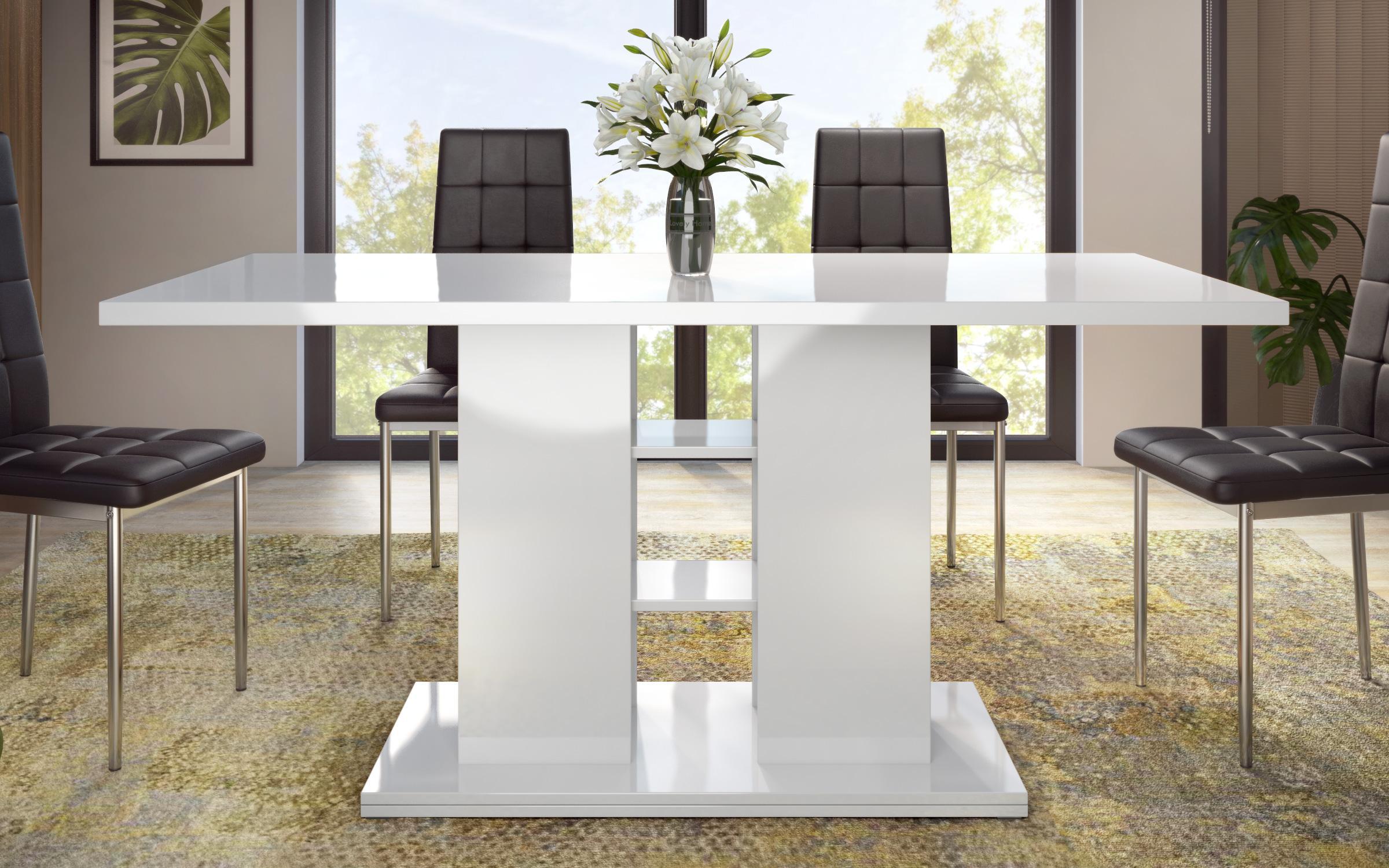 Masa dining Roberta, alb lucios  3