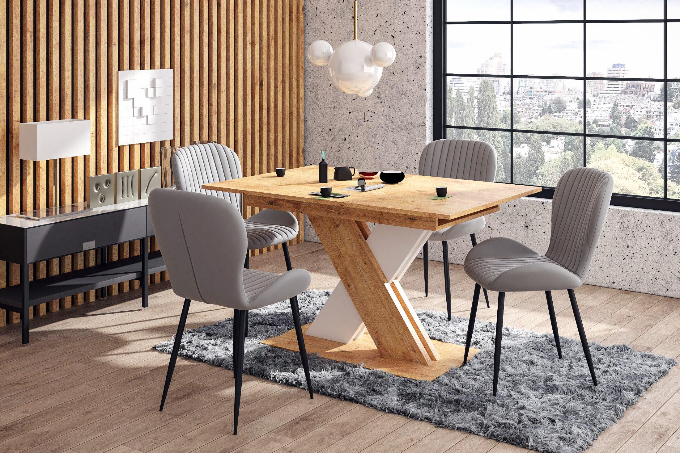 Masa dining Patricia 1, stejar Lancelot +alb  3